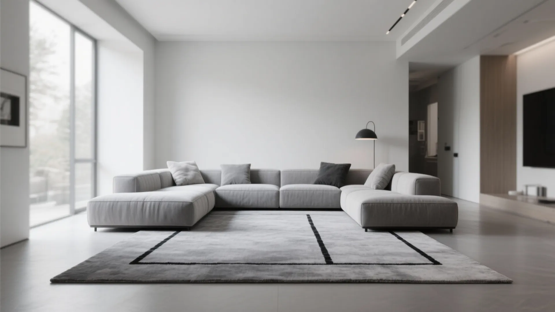 8. Grey Rugs with Black Borders