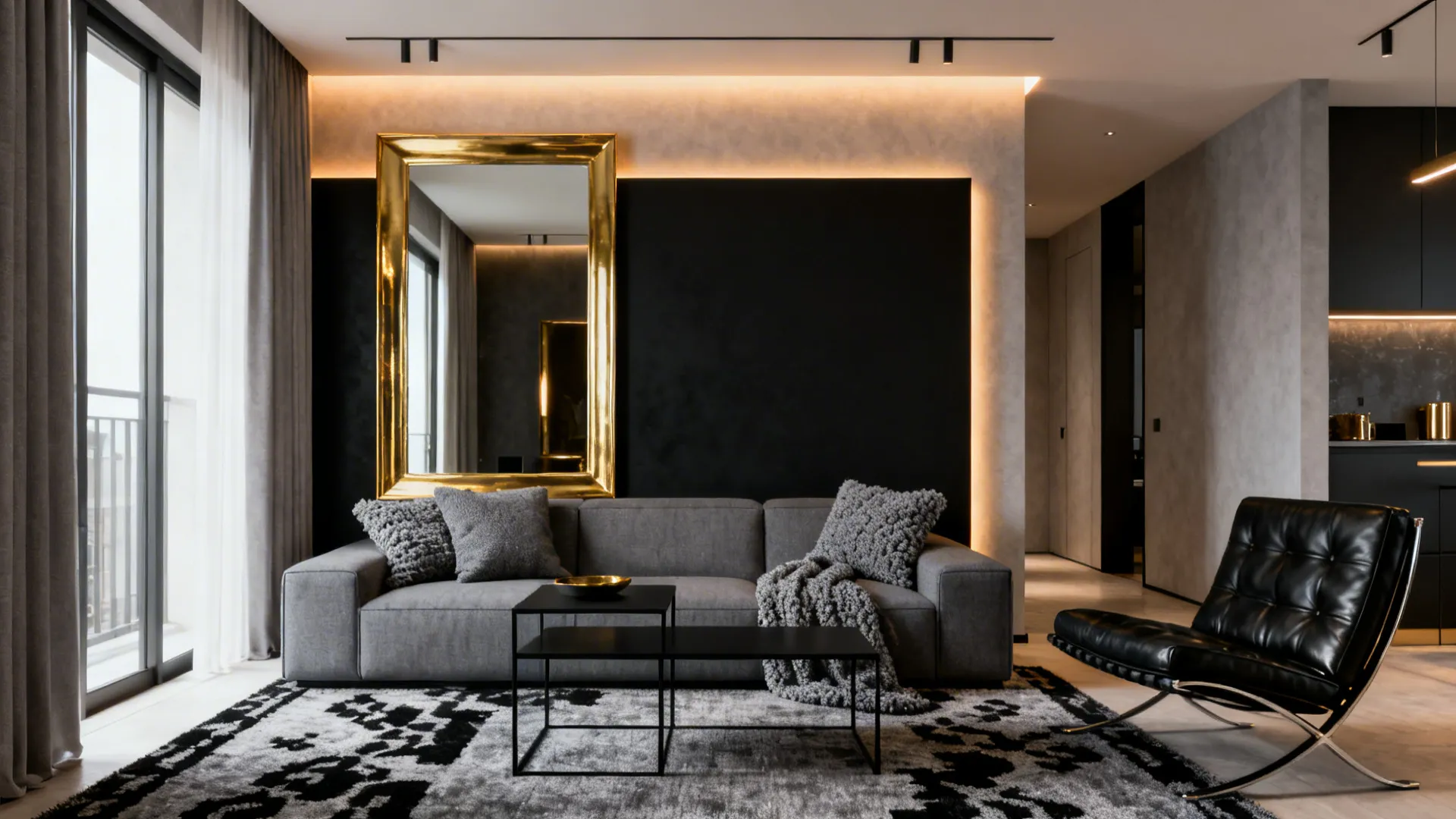5 Grey, Black & Gold Living Room Ideas