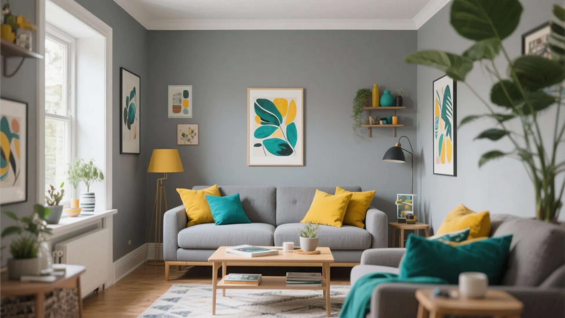 5. Grey with Bold Colour Accents