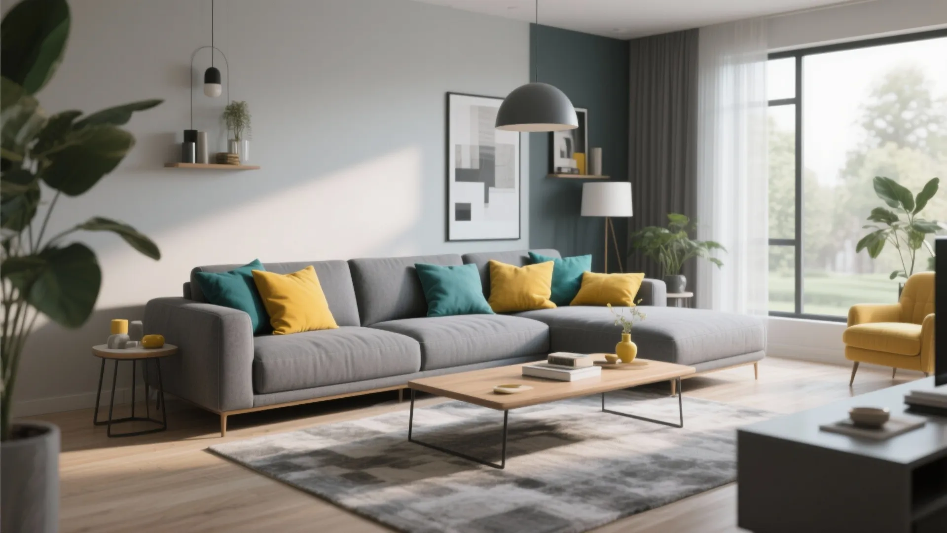 5. Grey with Bold Color Accents