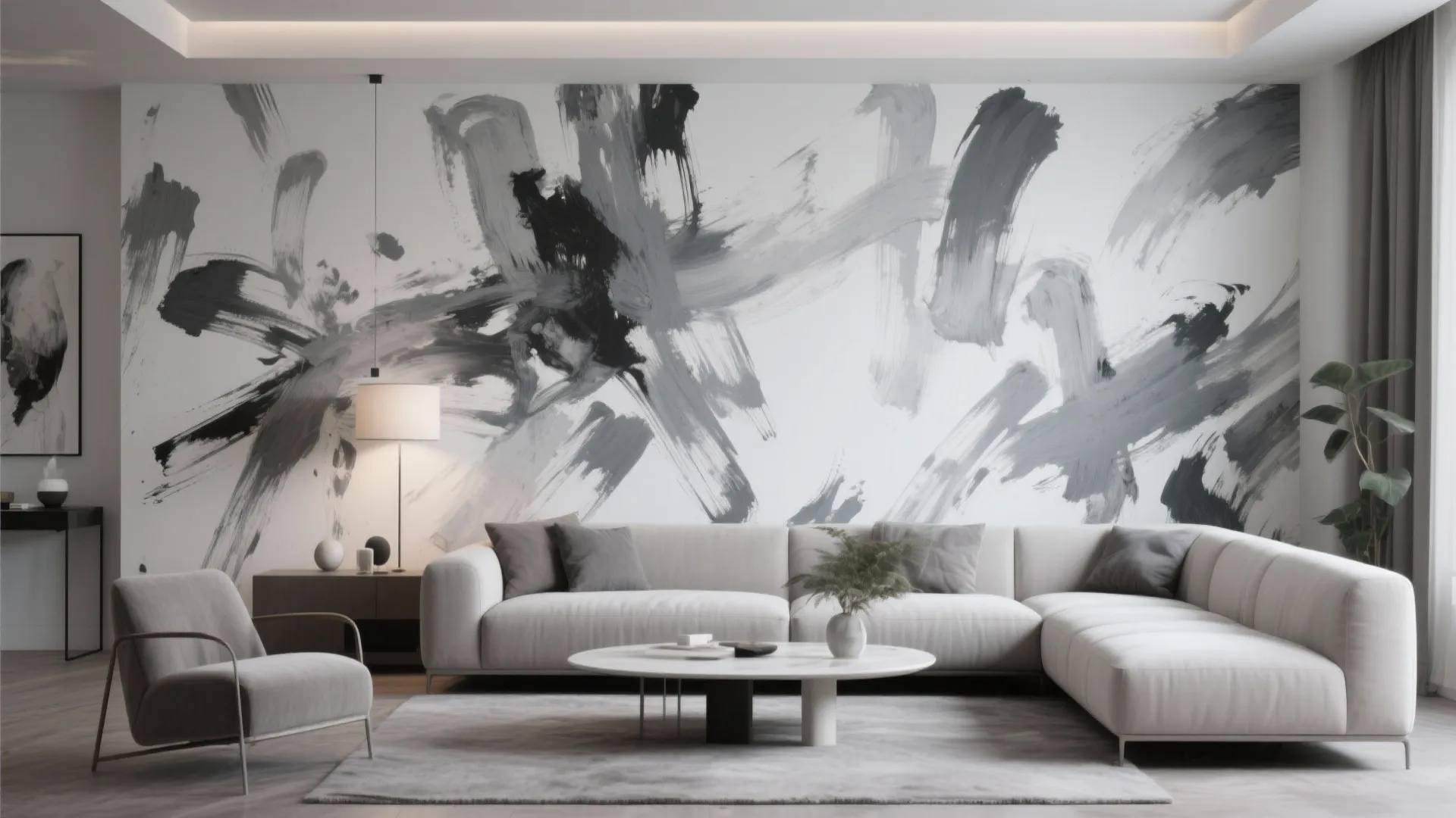 Abstract Brushstroke Greys