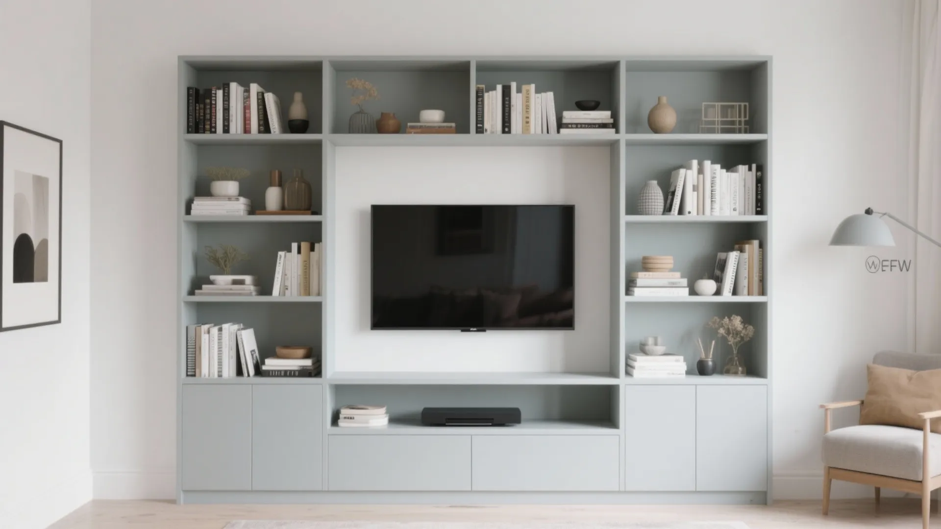 6. Grey Built-in Shelving