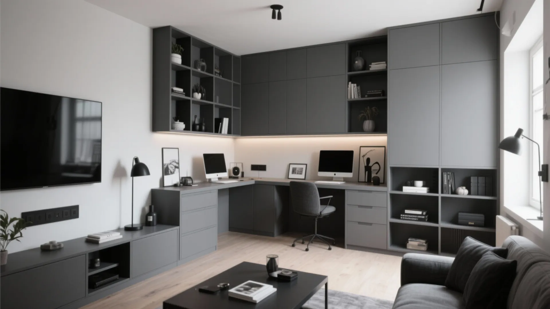 8. Grey Built-in Storage