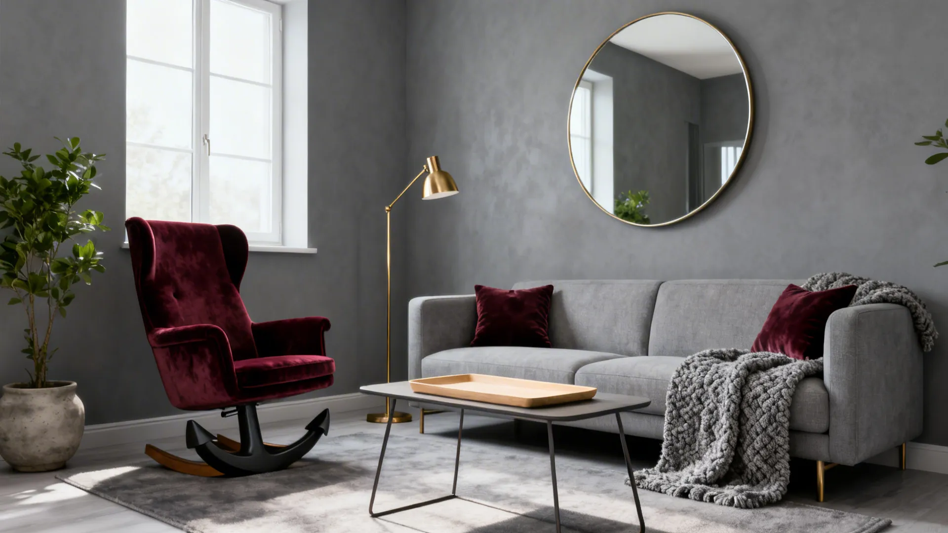 Modern Grey & Burgundy Living Room — 5 Ideas