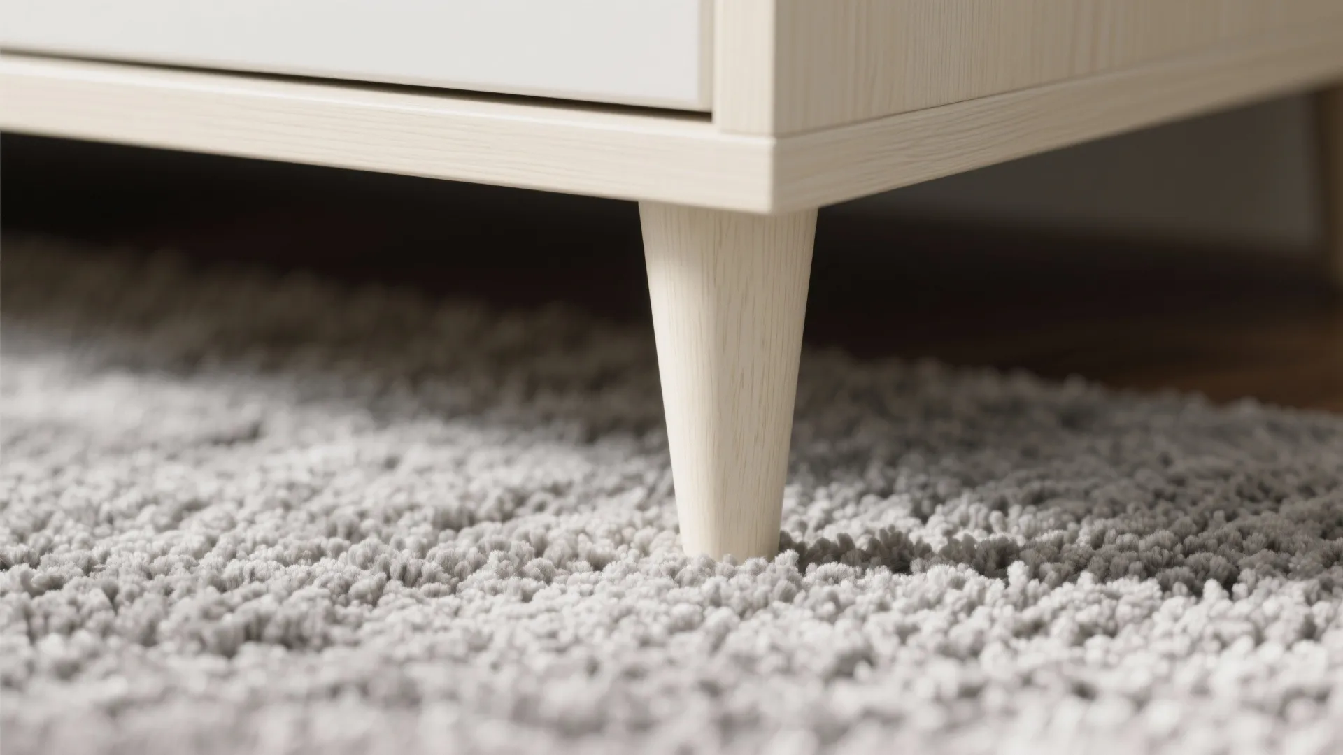 10. Textured Grey Carpet with Cream Furniture Legs