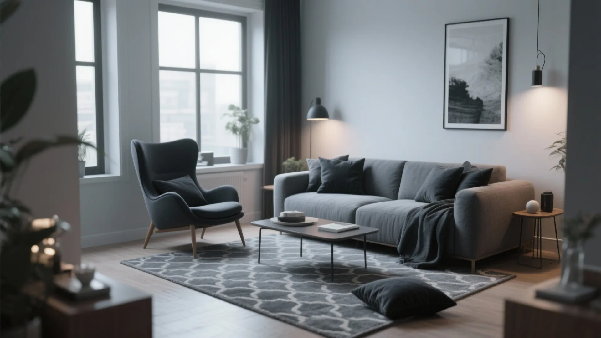 3. Grey and Charcoal Accents