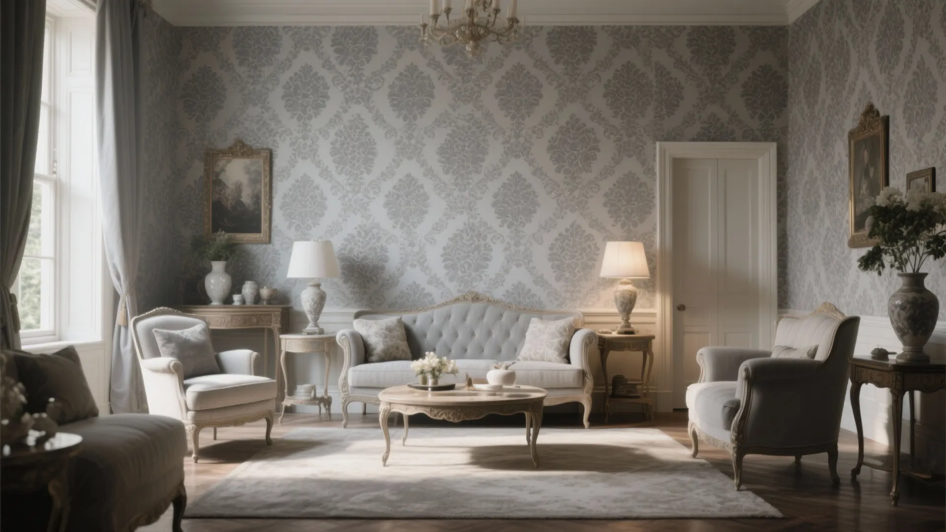 Classic Damask in Grey