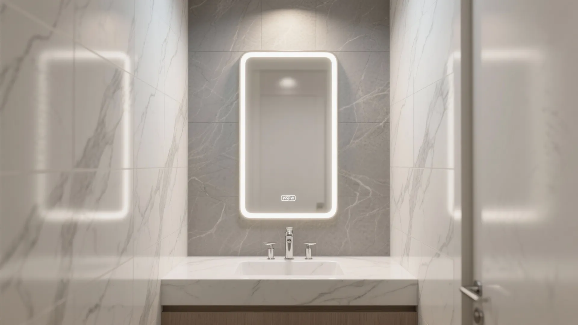 4. Grey Feature Wall with White Carrara Look