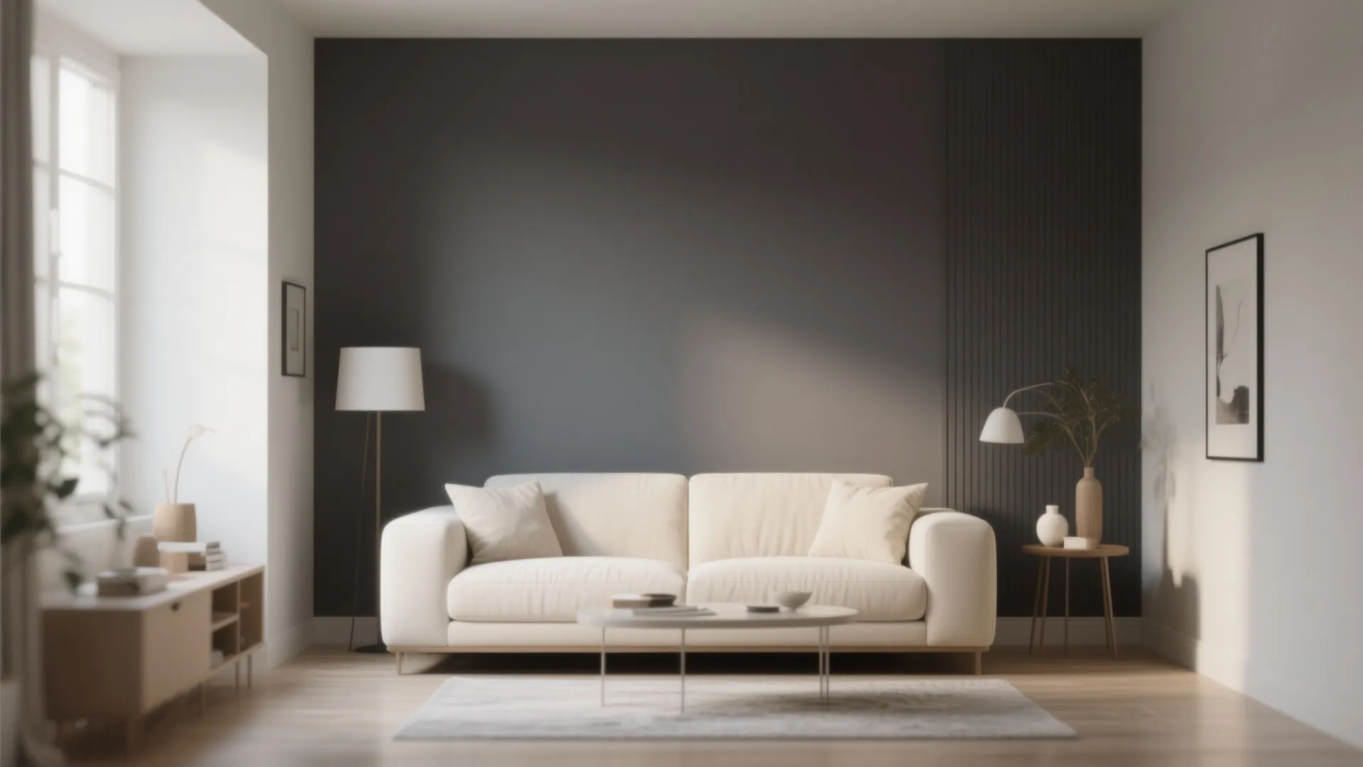 2. Grey Feature Wall for Depth