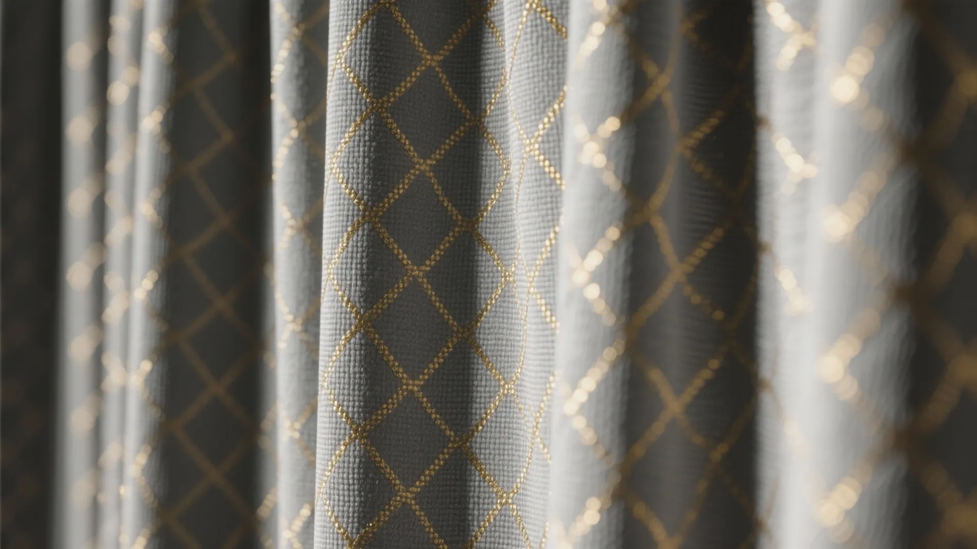 10. Grey and Gold Textured Curtains
