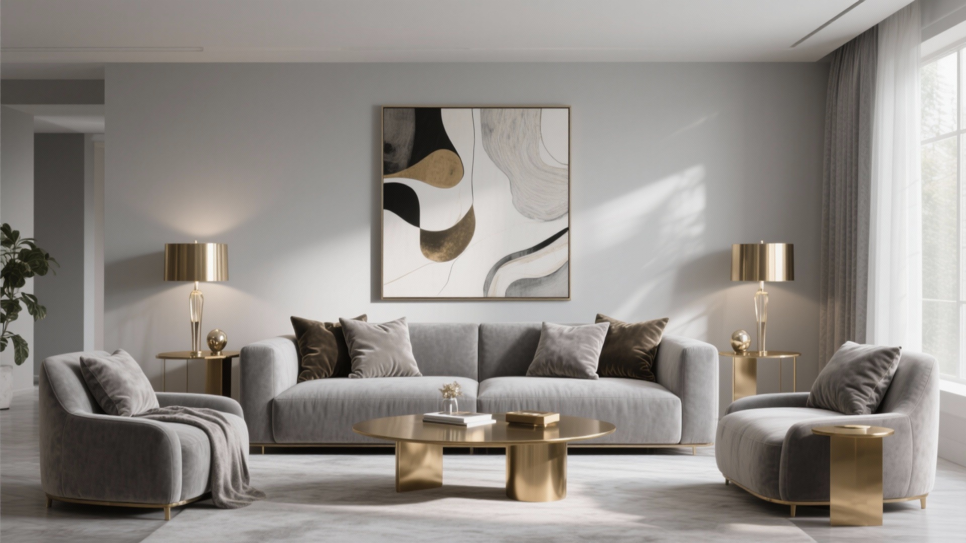 grey gold living room ideas: Transform Your Space with Elegant Grey and Gold  Designs, image size:1920x1080