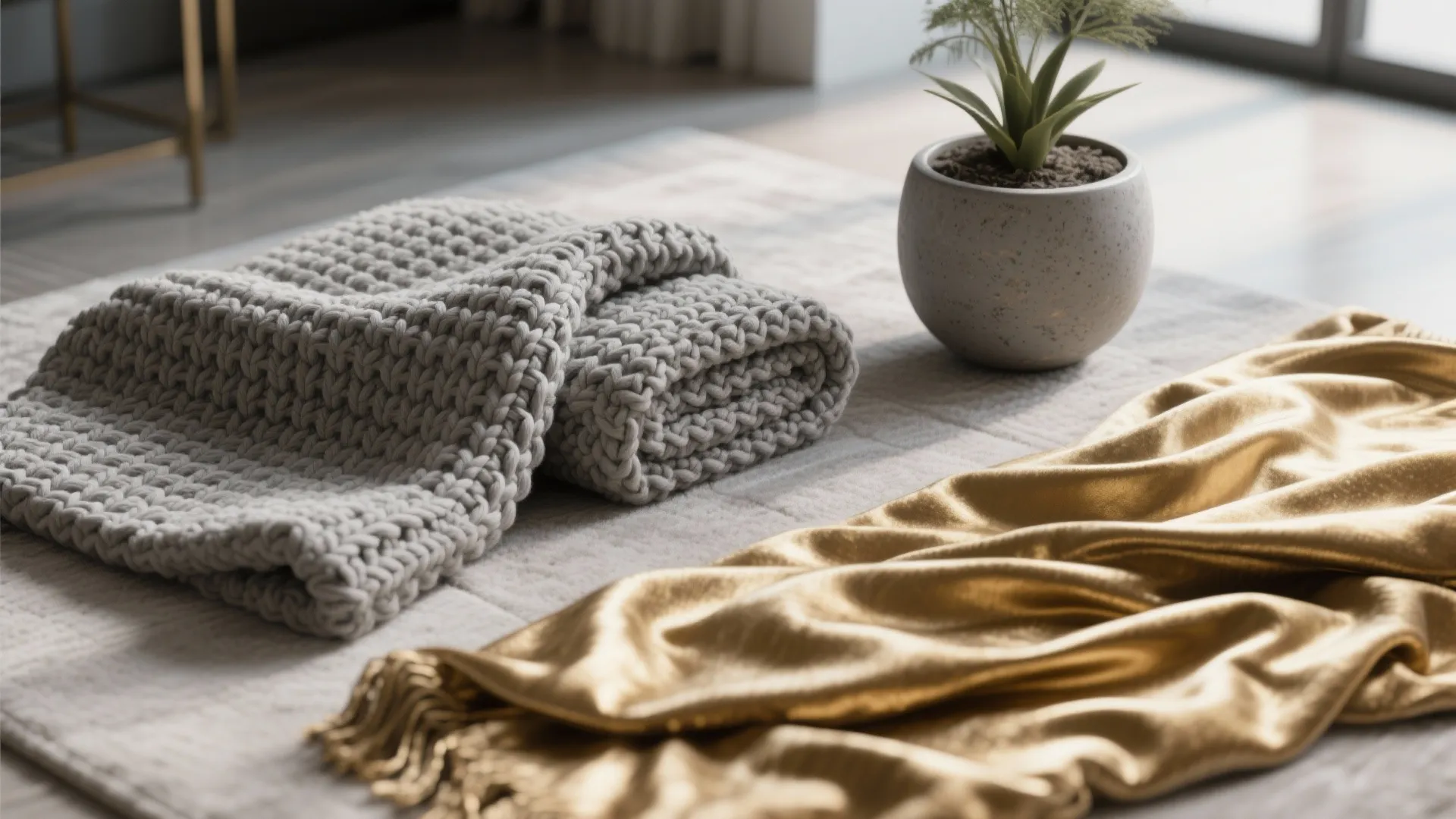 10. Layered Textures in Grey and Gold