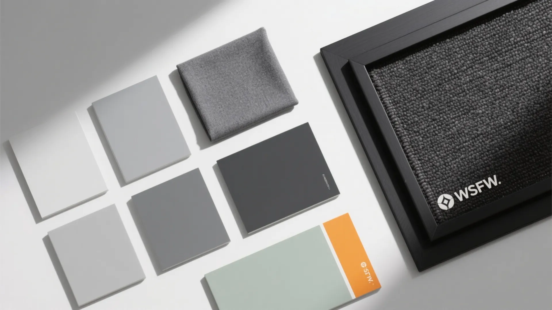 Grey-on-grey with art-led color pops