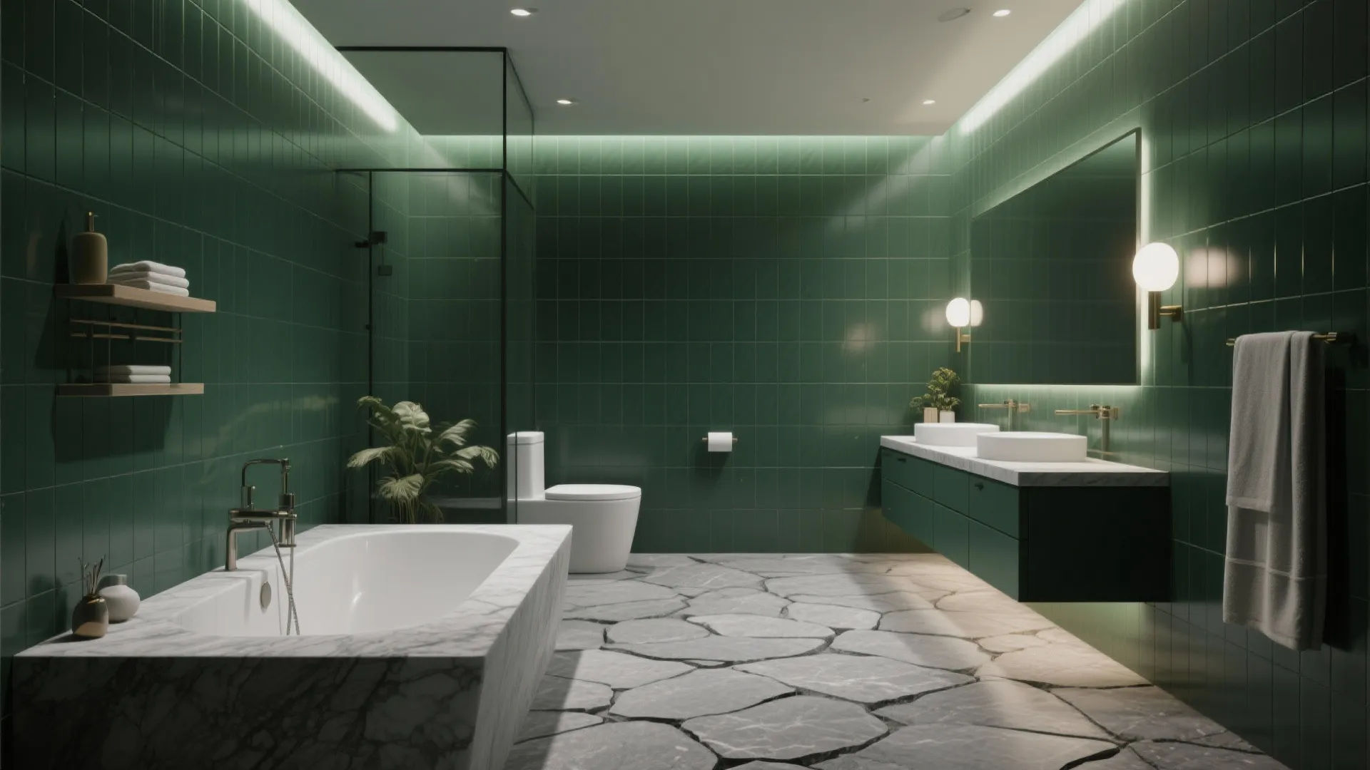 2. Go Bold with Deep Green Walls