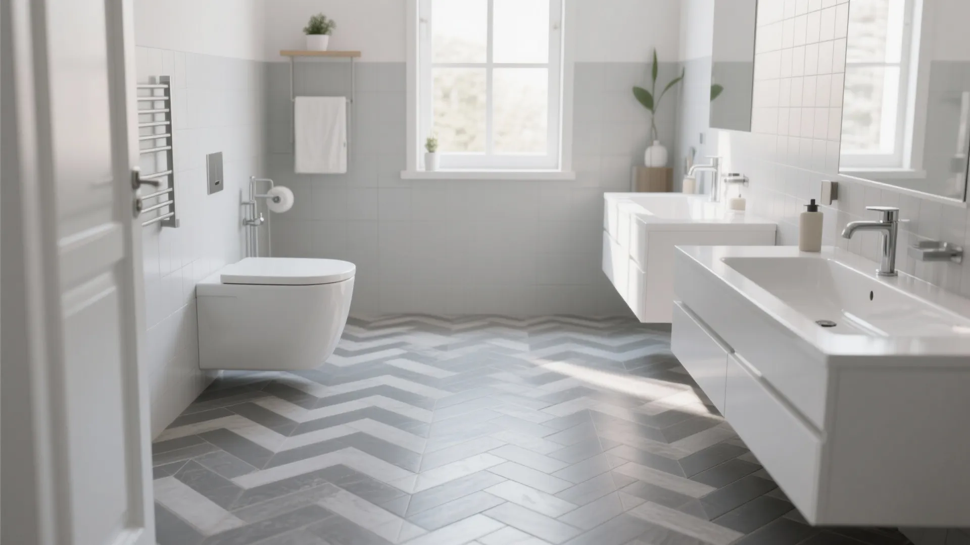 5. Grey Herringbone Floor Tiles