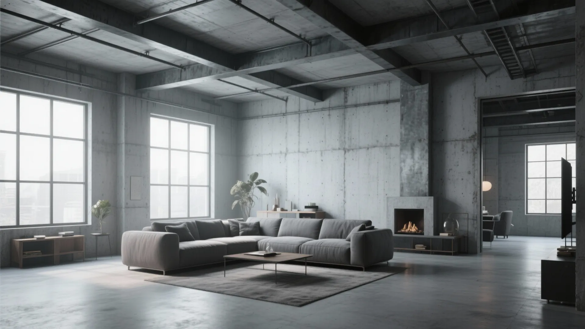 6. Grey Industrial Loft Style