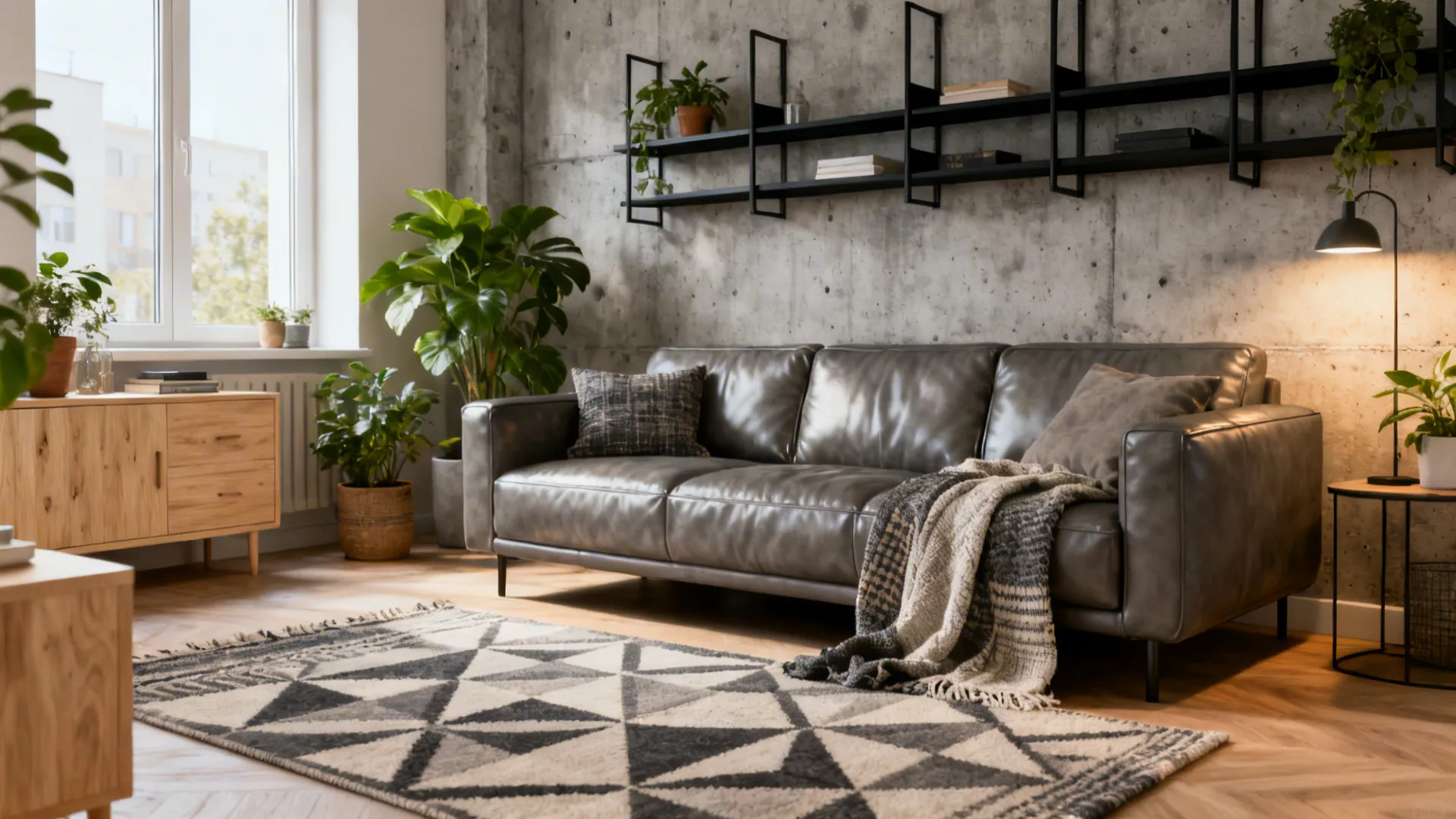 5 Living Room Ideas with Grey Leather Sofa: Small-space living: creative ways to style a grey leather sofa for modern, cozy and practical interiors
