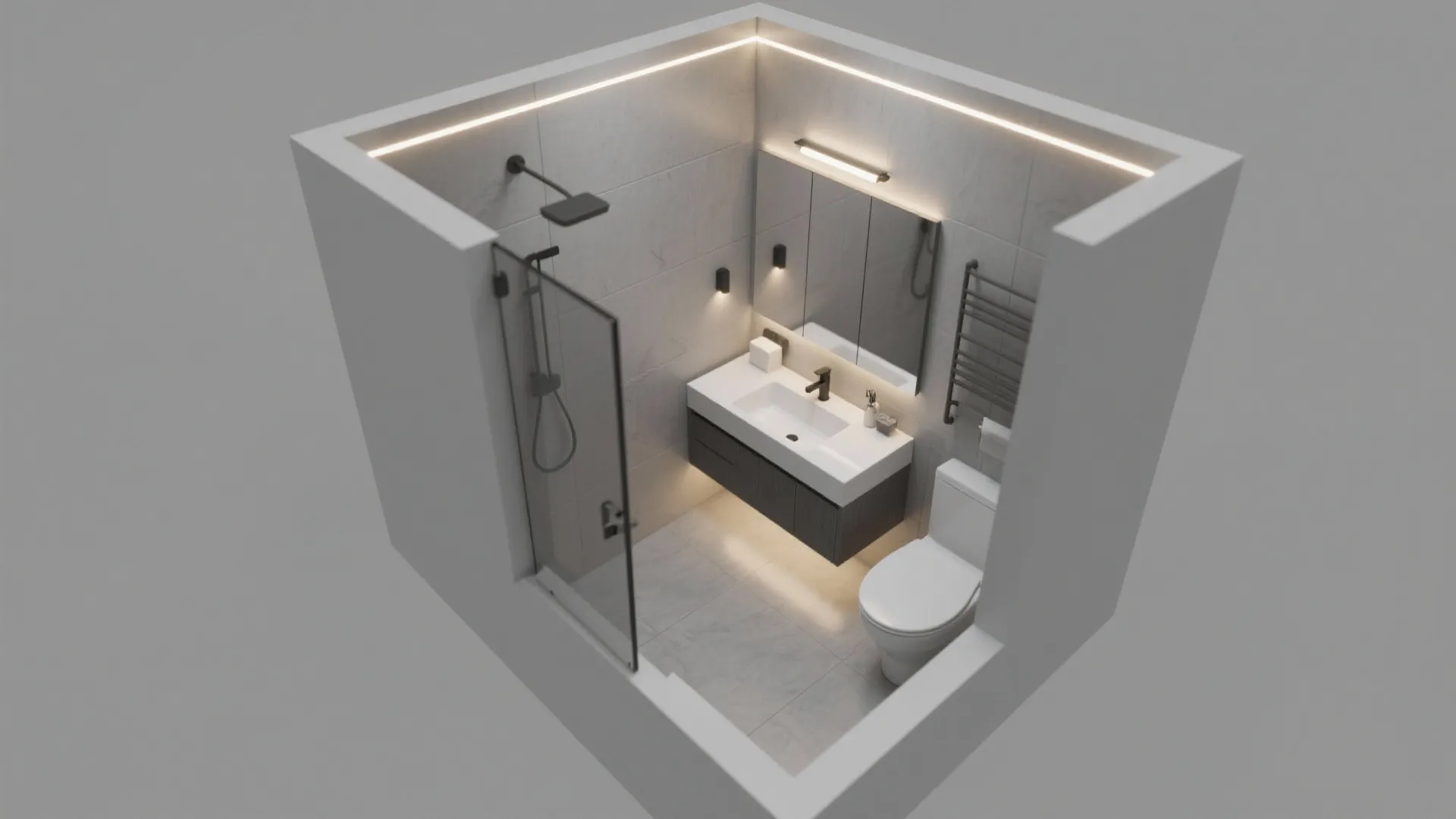 Light, Bright, and Easy-Clean: Grey-on-Grey with High-CRI Lighting