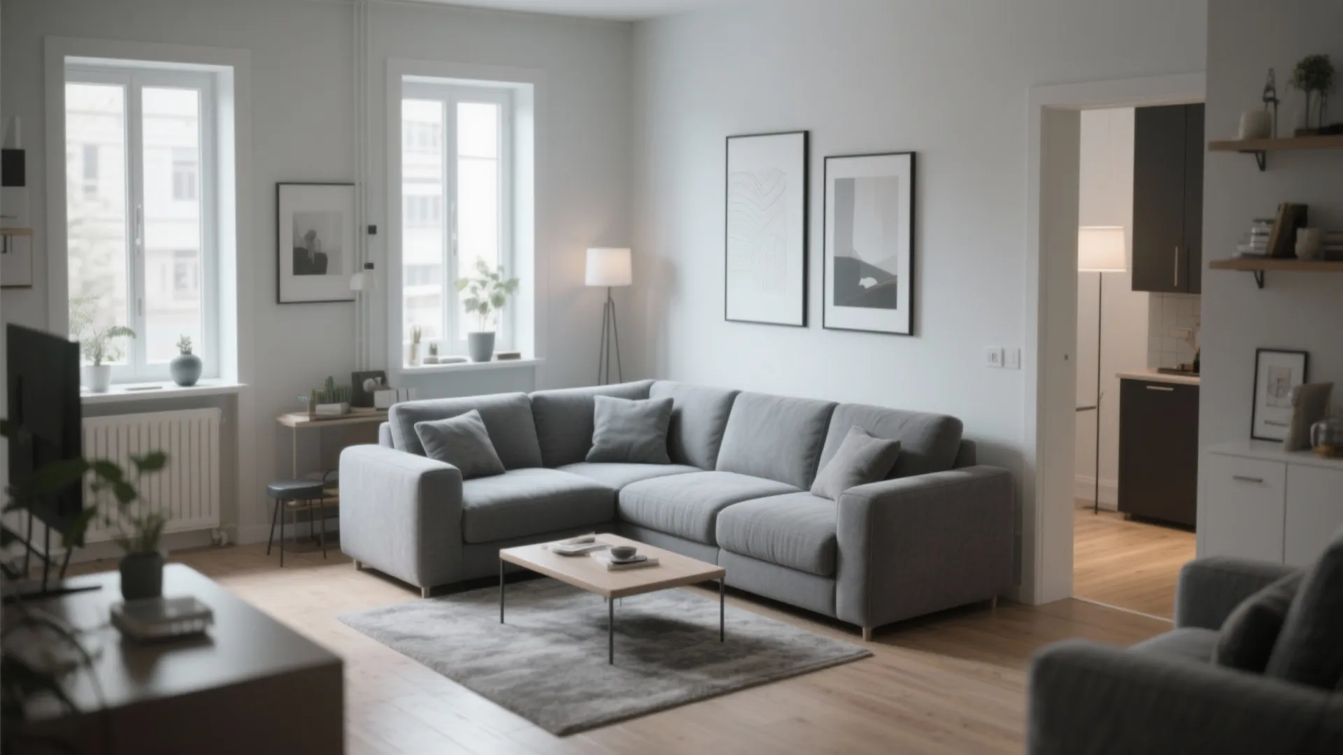 7. Grey Sectional in an L-shape