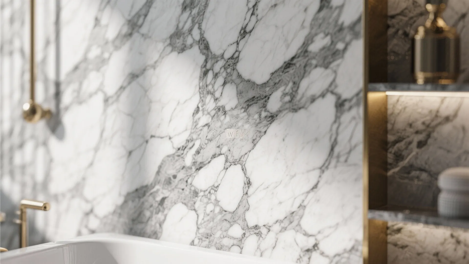 4. Grey Marble-effect Wallpaper
