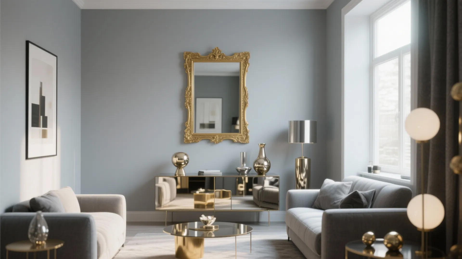 6. Grey with Metallic Accents