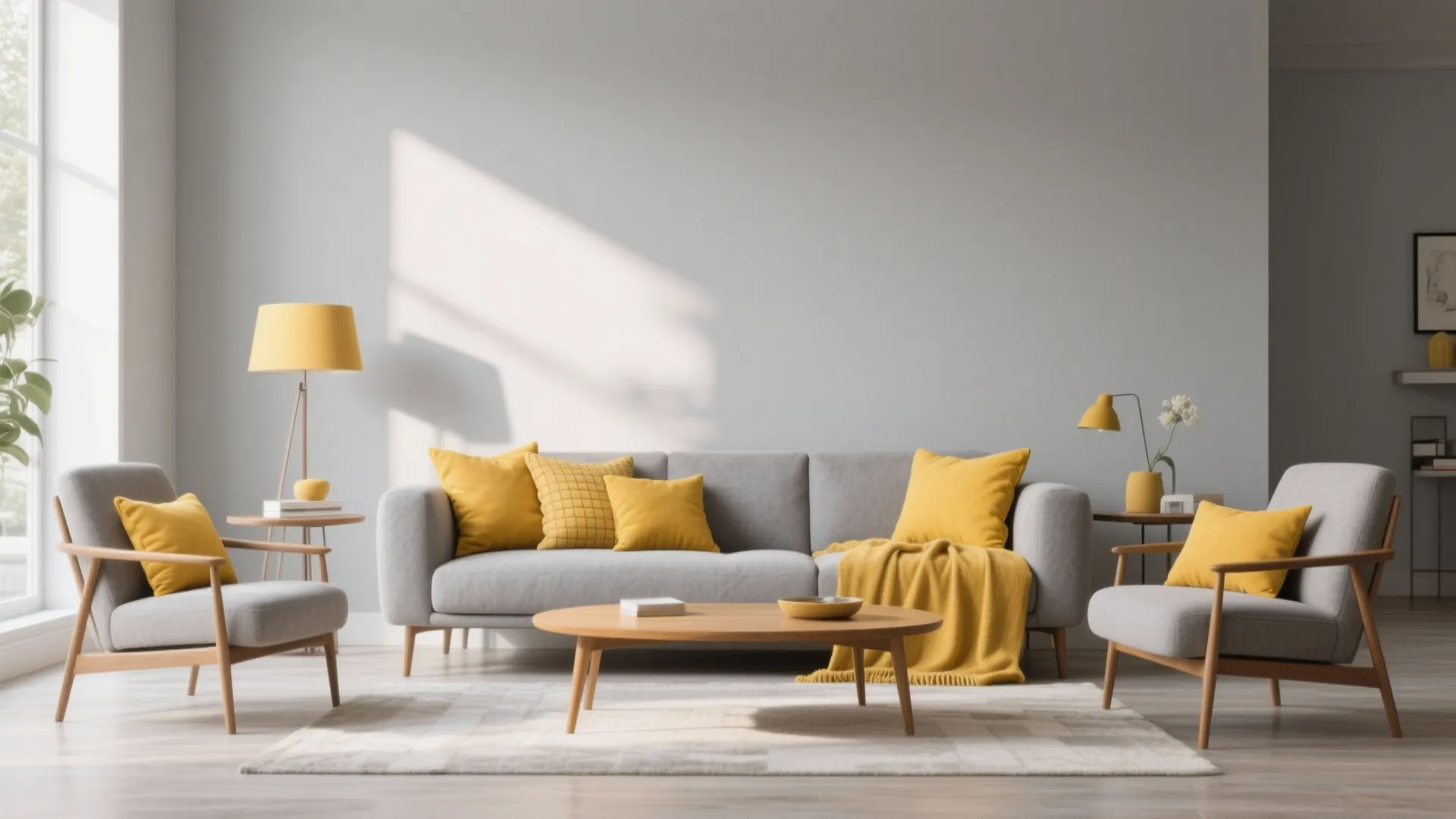 9. Warm Grey with Mustard Accents