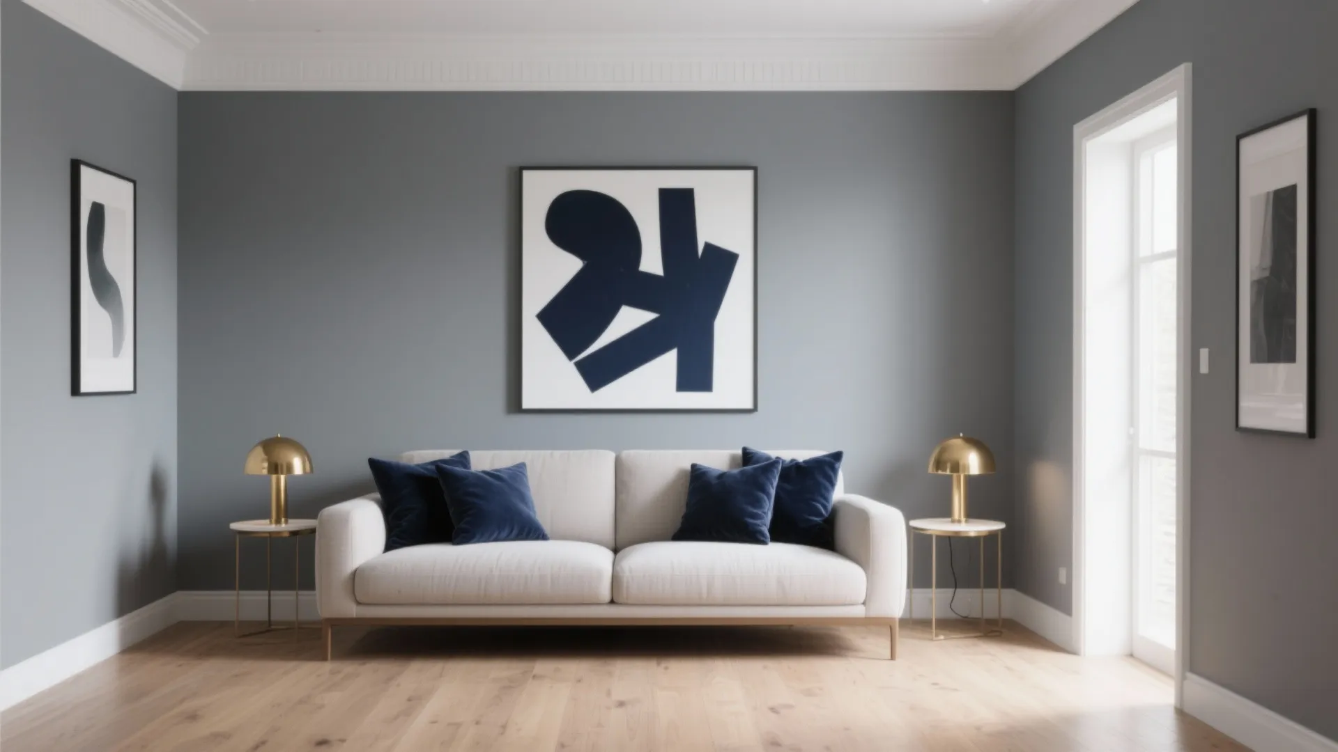 Cool Grey + Navy + Brass: Sophisticated contrast without feeling heavy