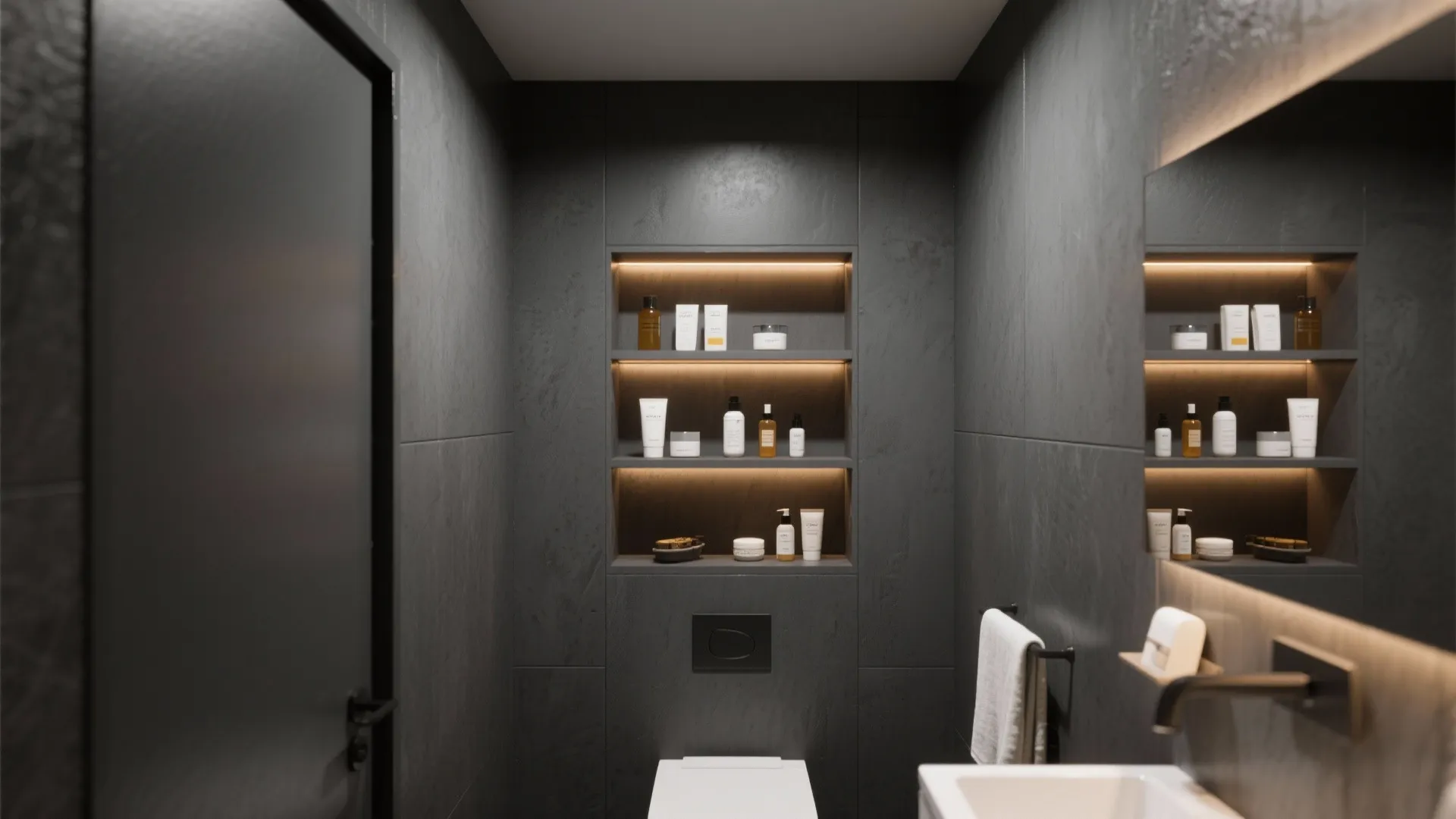 10. Built-in Shelving in Grey Niche