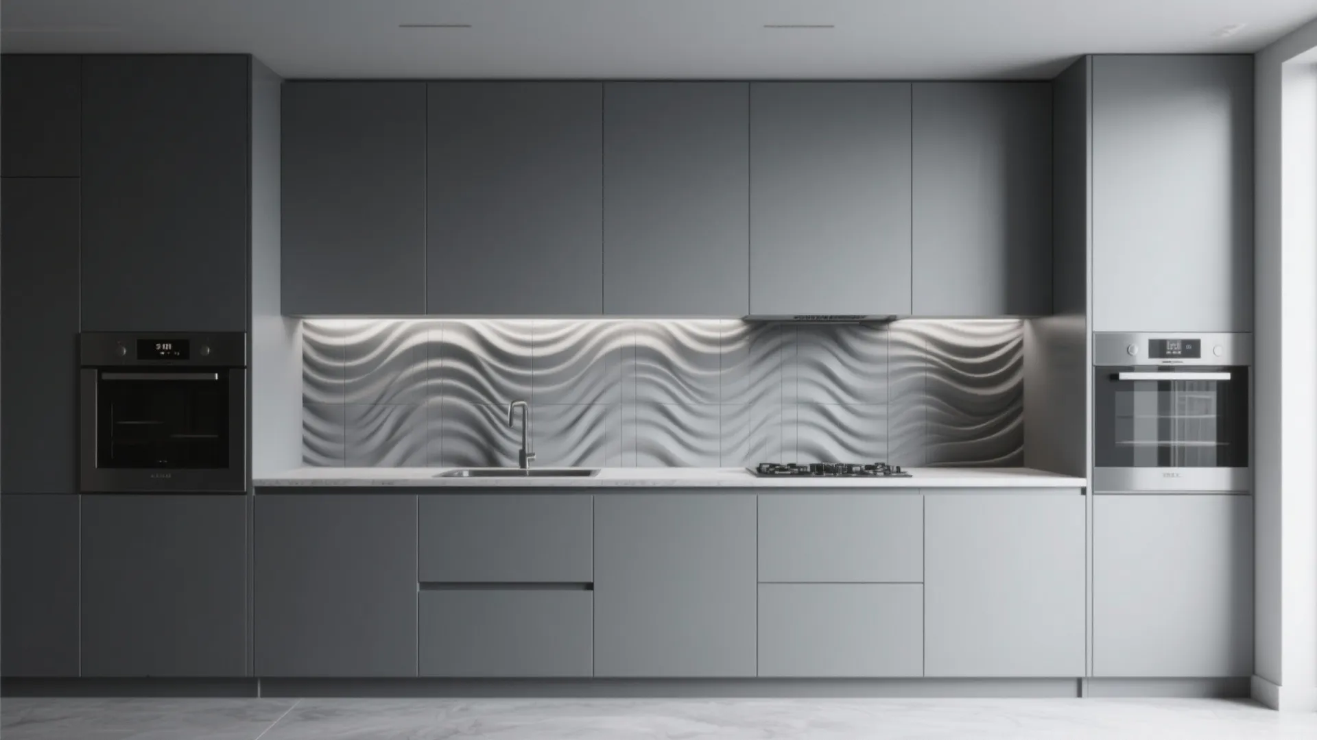 3. Textured Grey-on-Grey Tiles