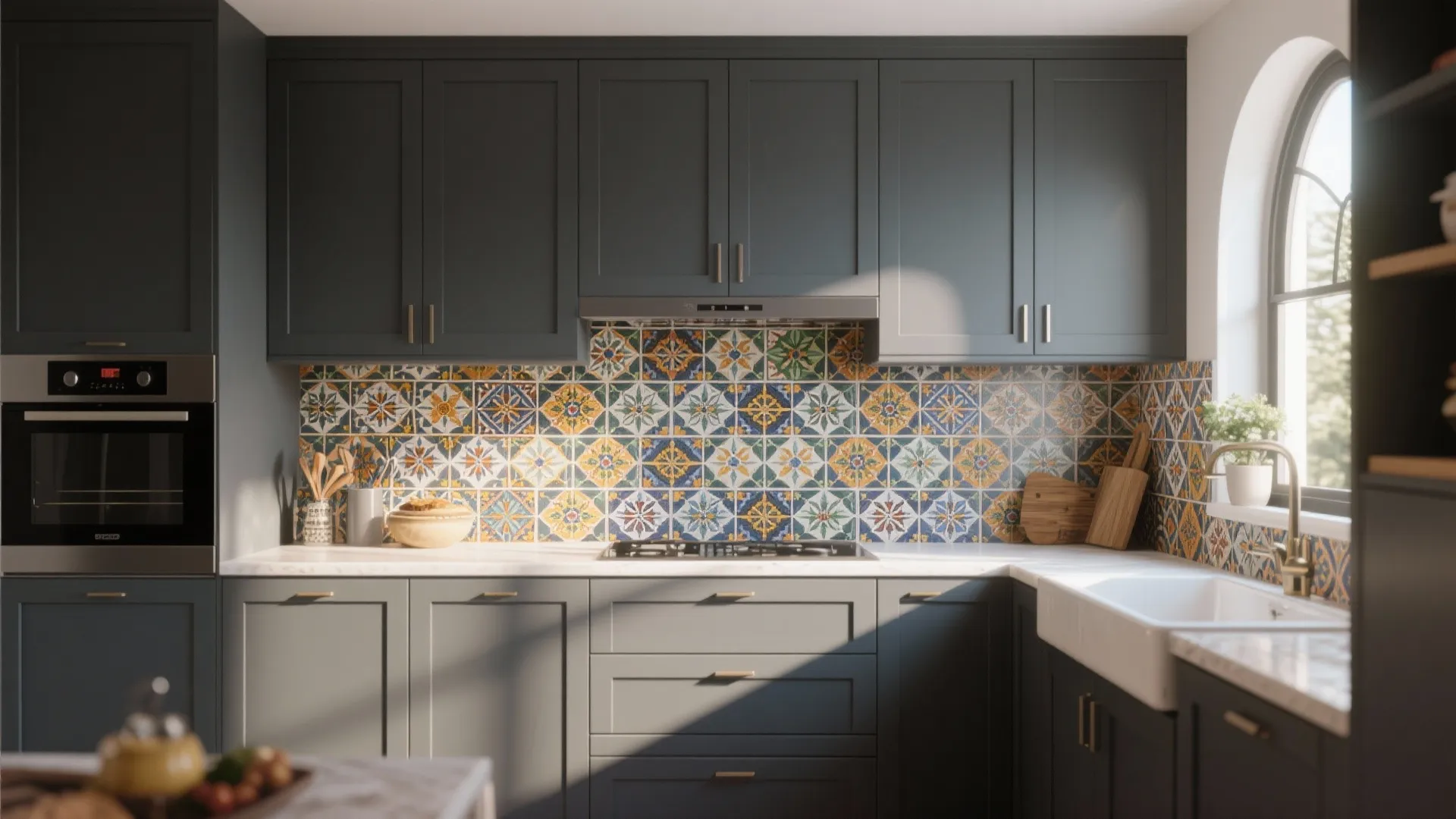 8. Dark Grey with Patterned Tiles