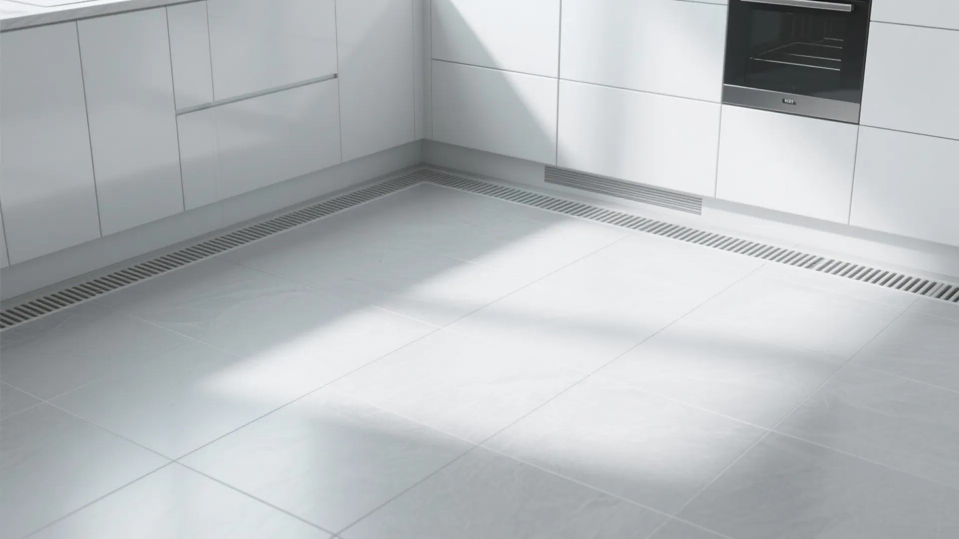 2. Light Grey Porcelain Tile — Sleek and Easy to Clean