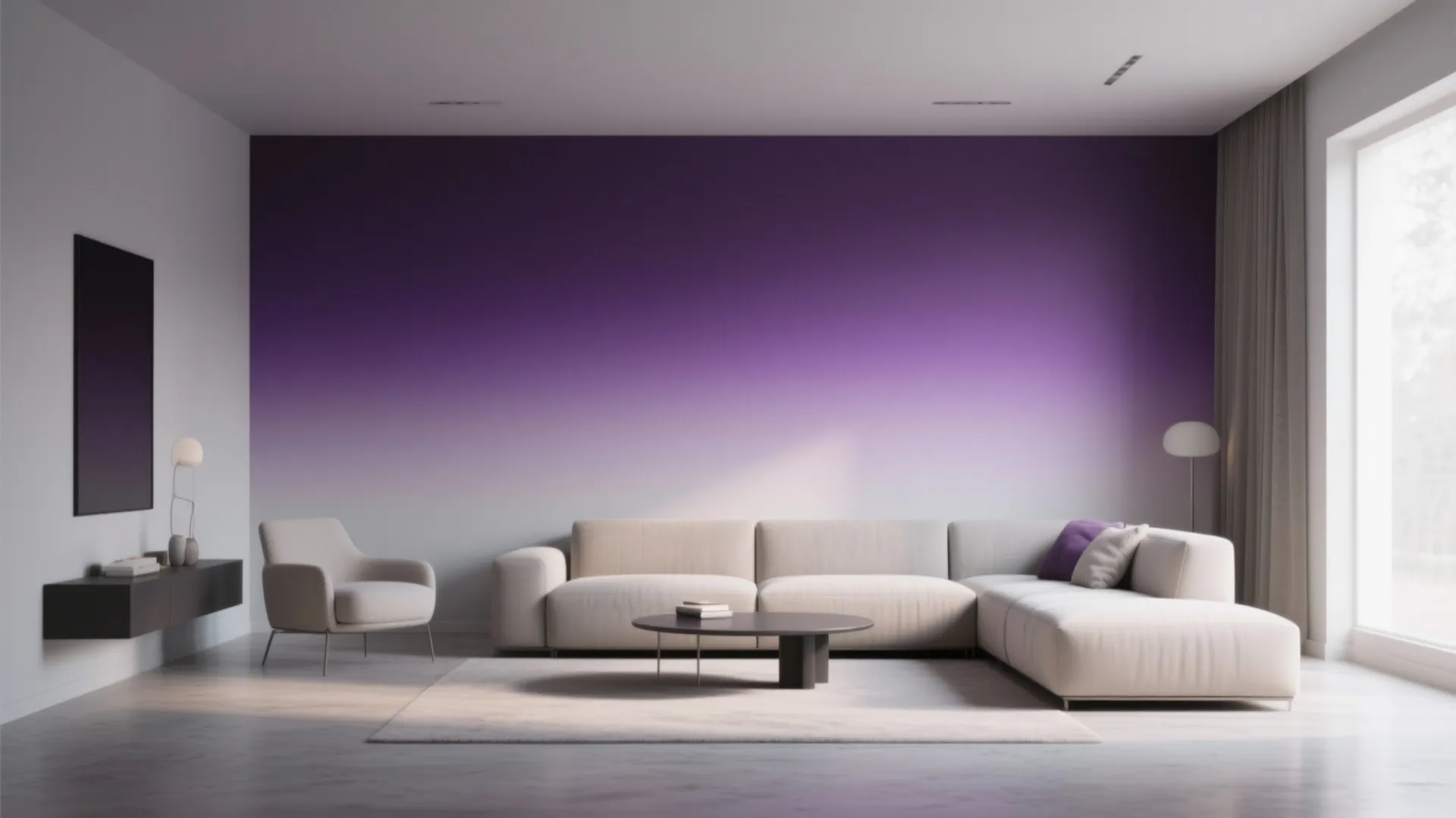 3. Gradient Grey to Purple Wall Mural