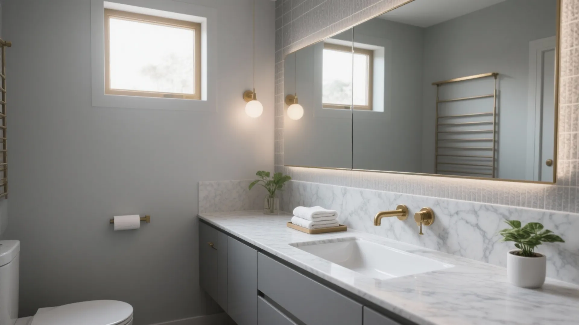 Grey Quartz Countertops: 5 Small-Bathroom Ideas