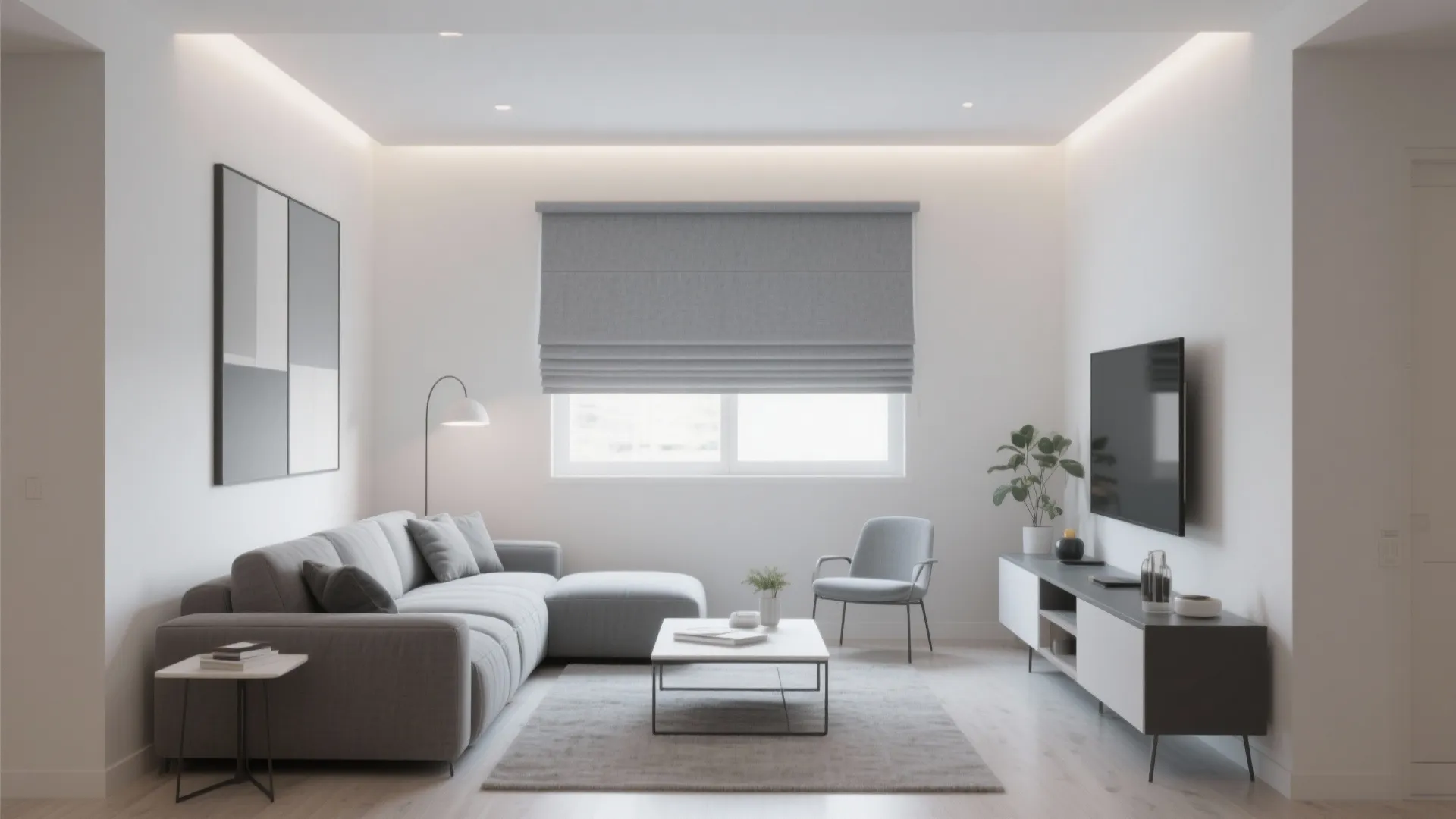 10. Grey Roman Shades