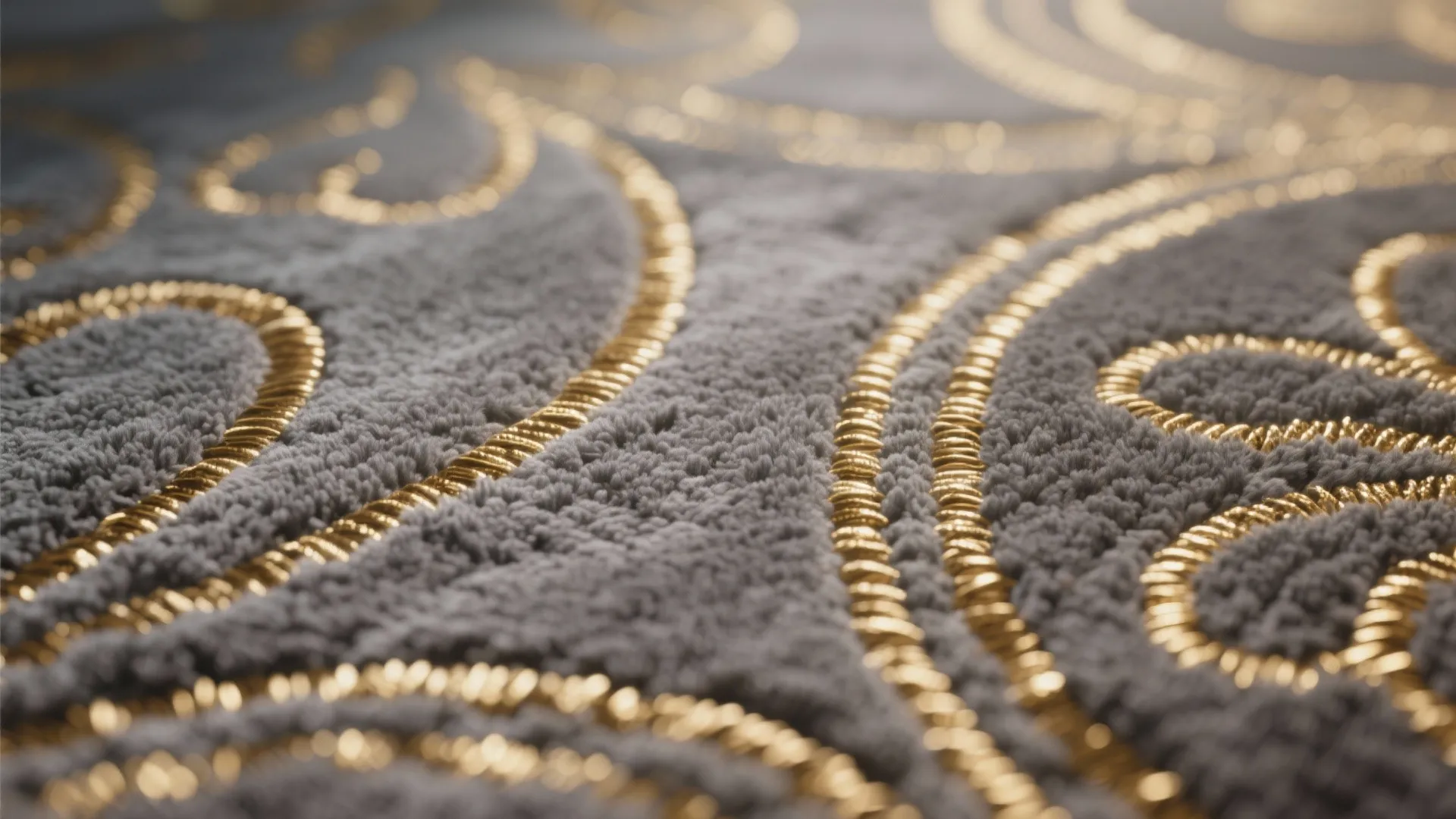 3. Grey Rug with Gold Inlay Patterns