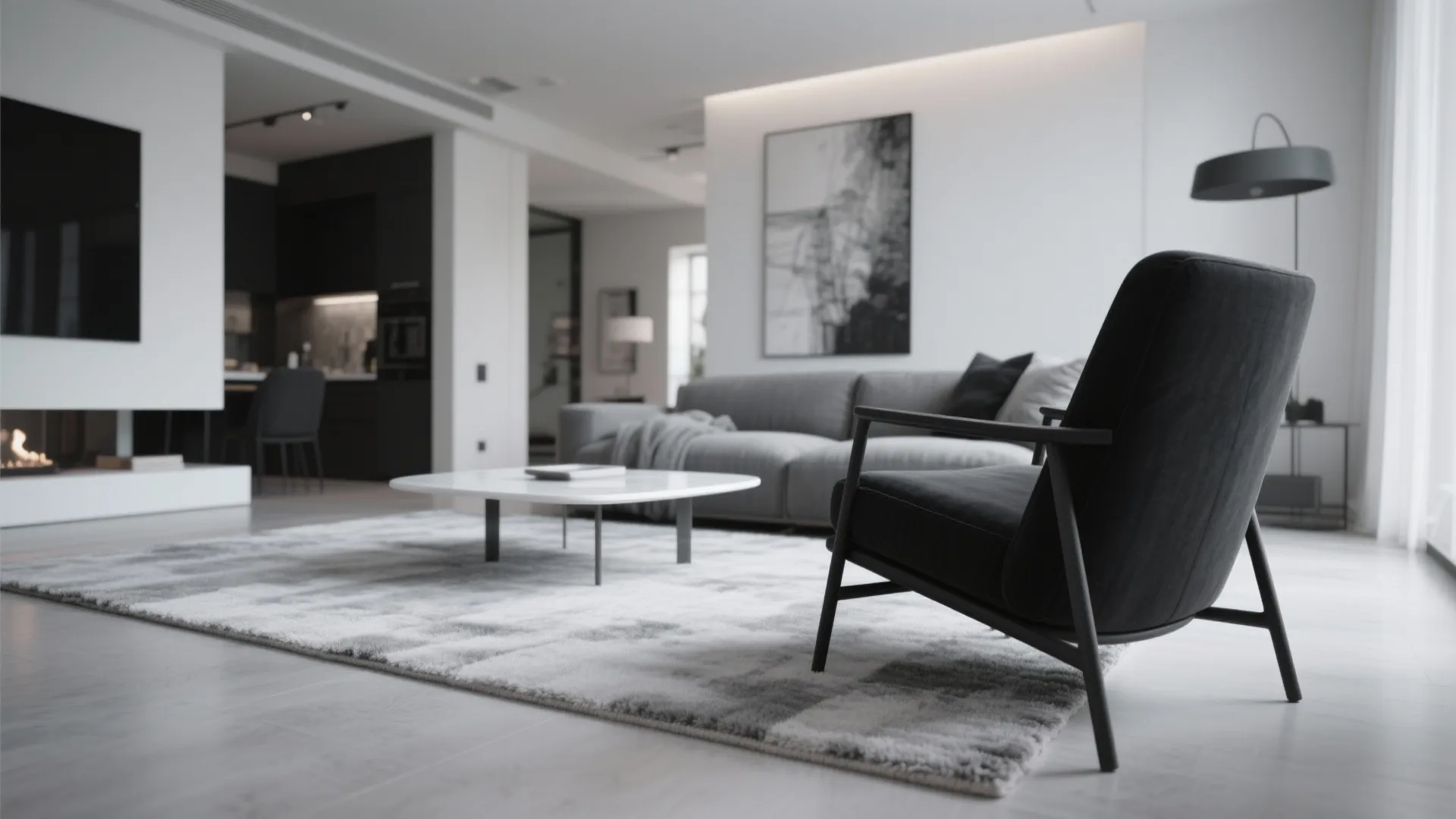 6. Grey Area Rug as a Unifier