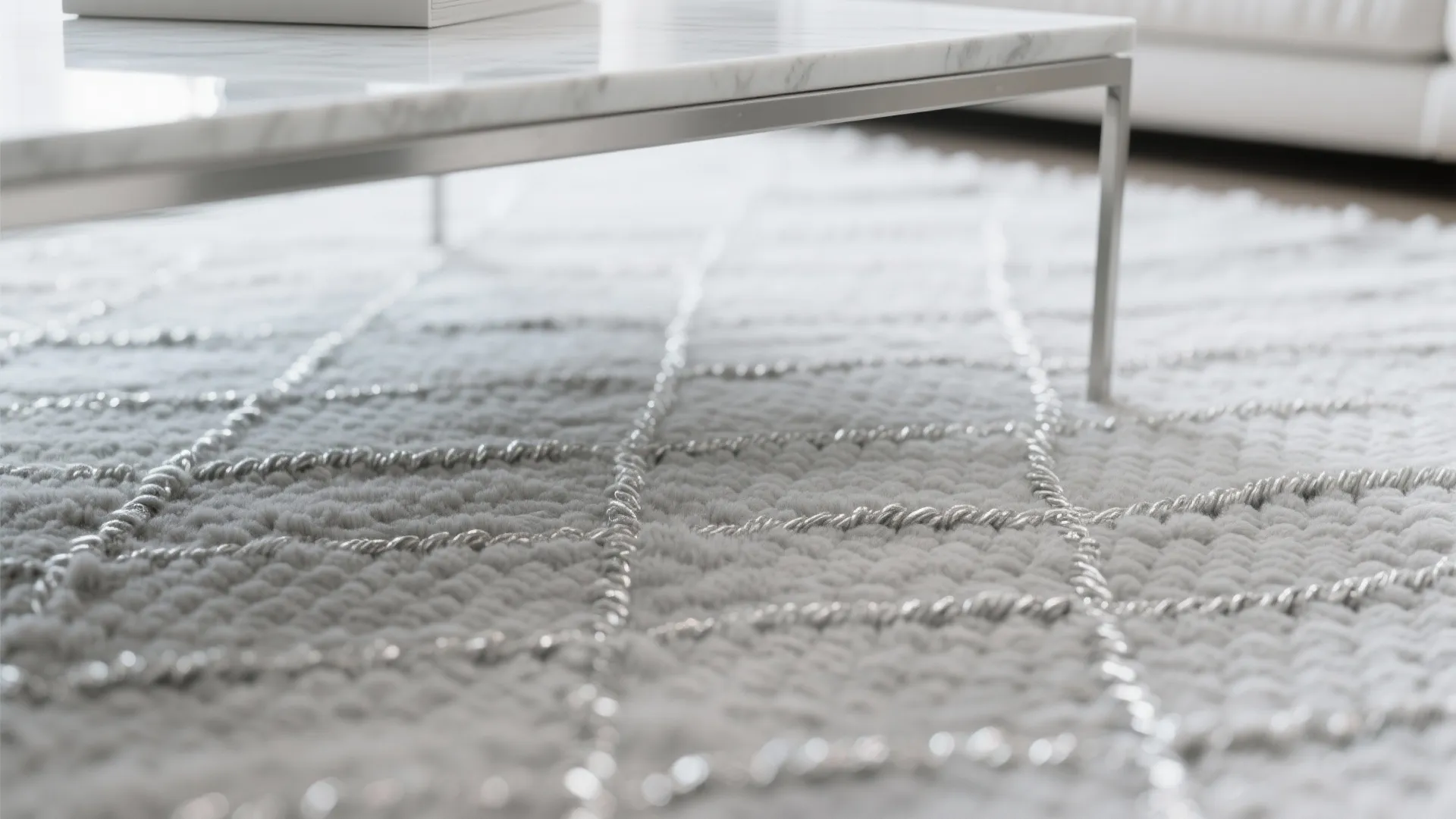 7. Soft Grey Rugs with Silver Threads