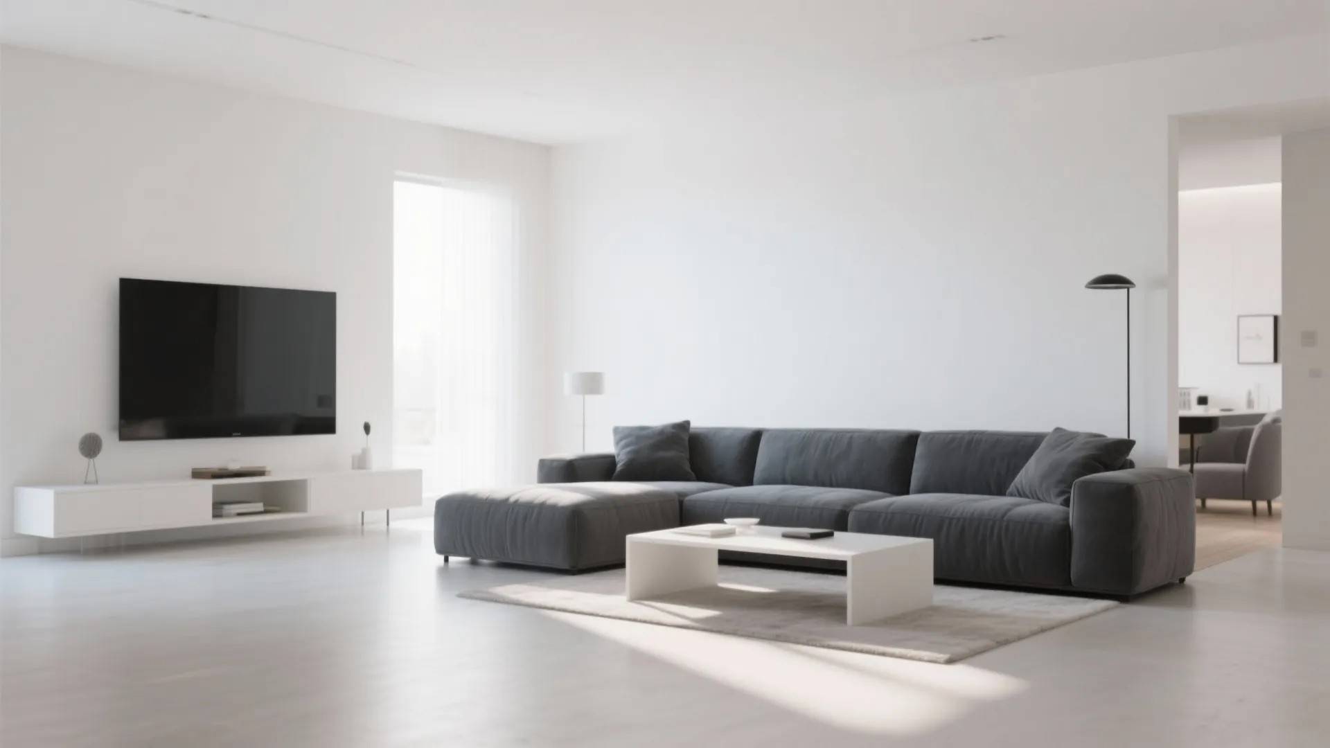 Grey Sectional with White Walls