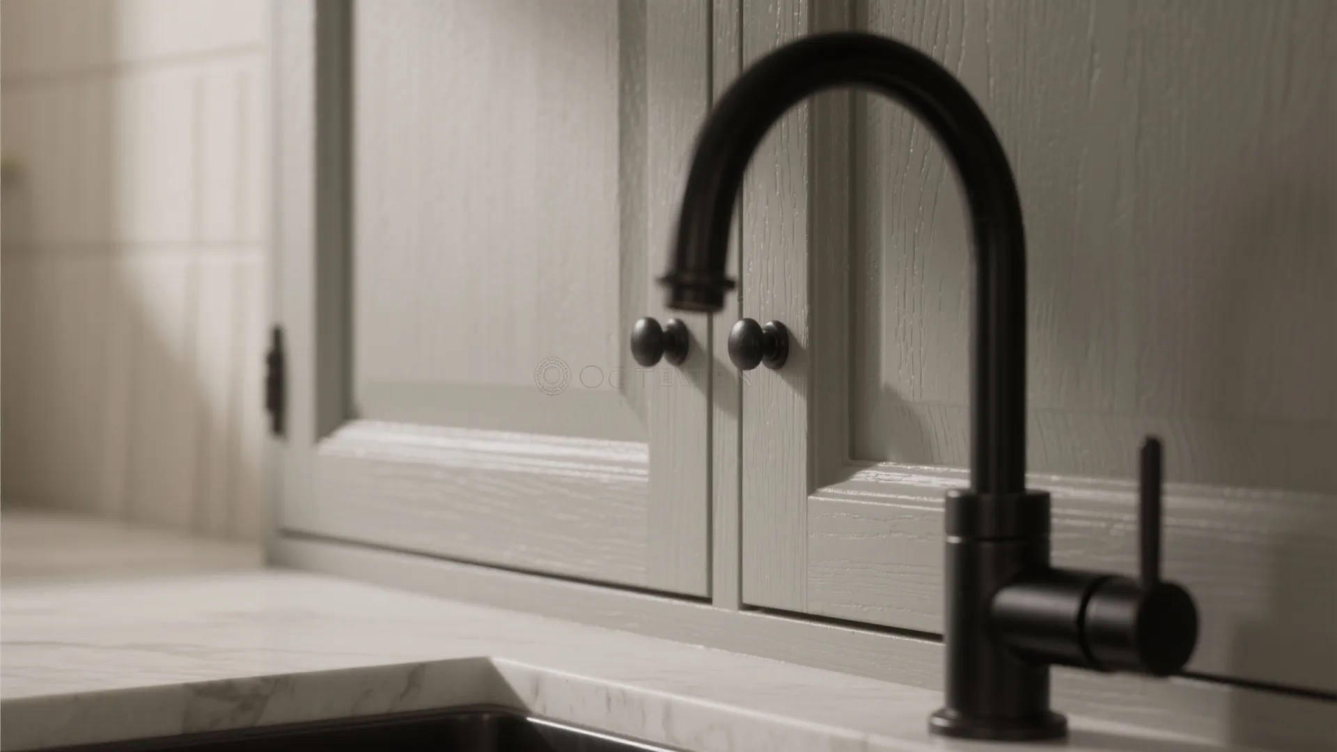 1. Grey Shaker Cabinets with Black Accents