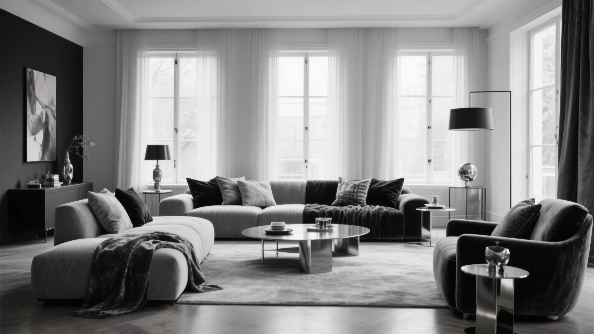 10 Grey, Silver and Black Living Room Ideas