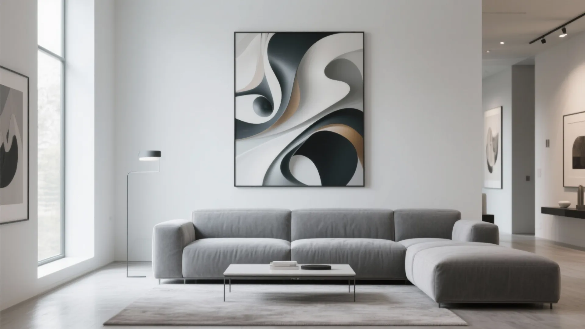 10. Grey Couch Framed with Statement Art