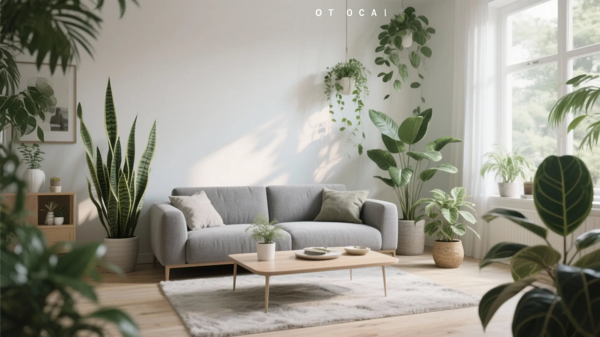 9. Grey Sofa with Greenery