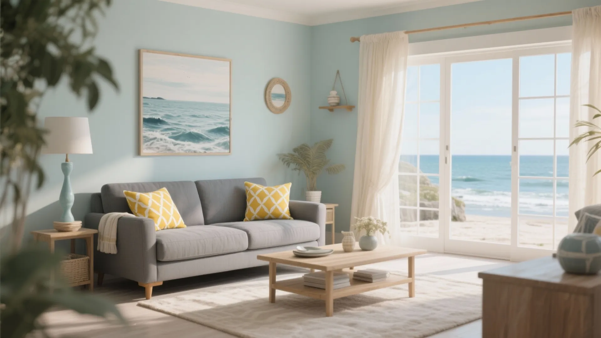 8. Grey Sofa with Yellow Patterned Cushions