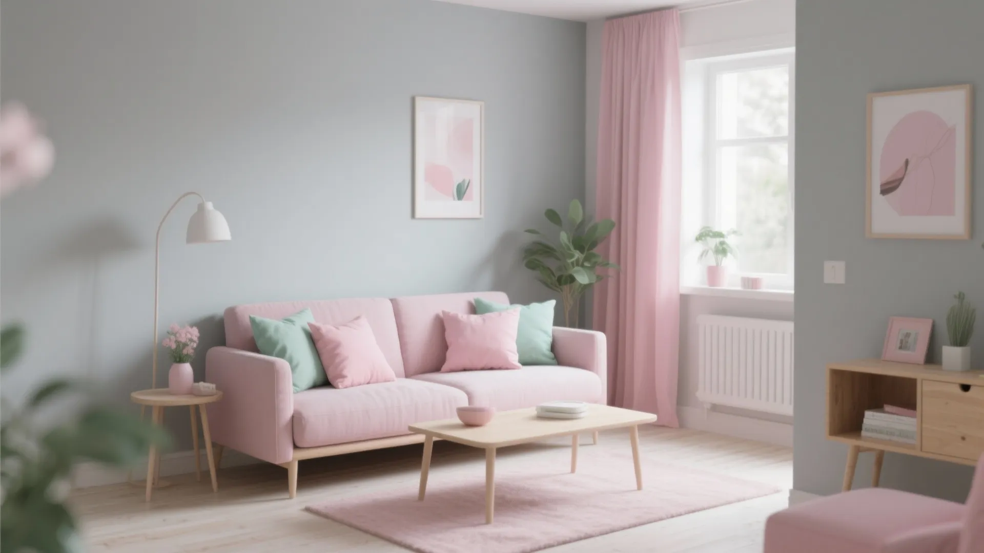 9. Grey with Soft Pastels