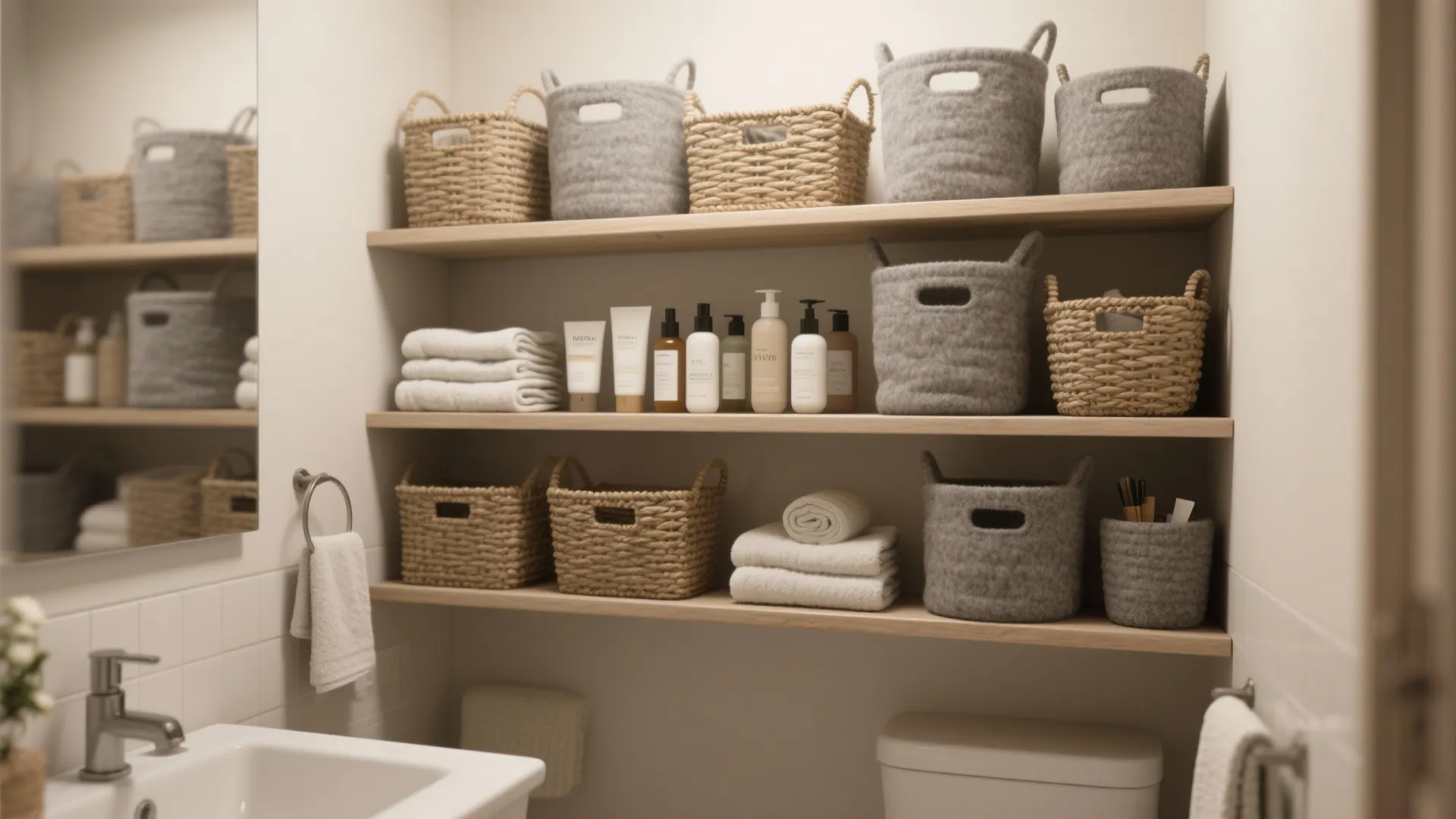 2. Grey storage baskets and organizers