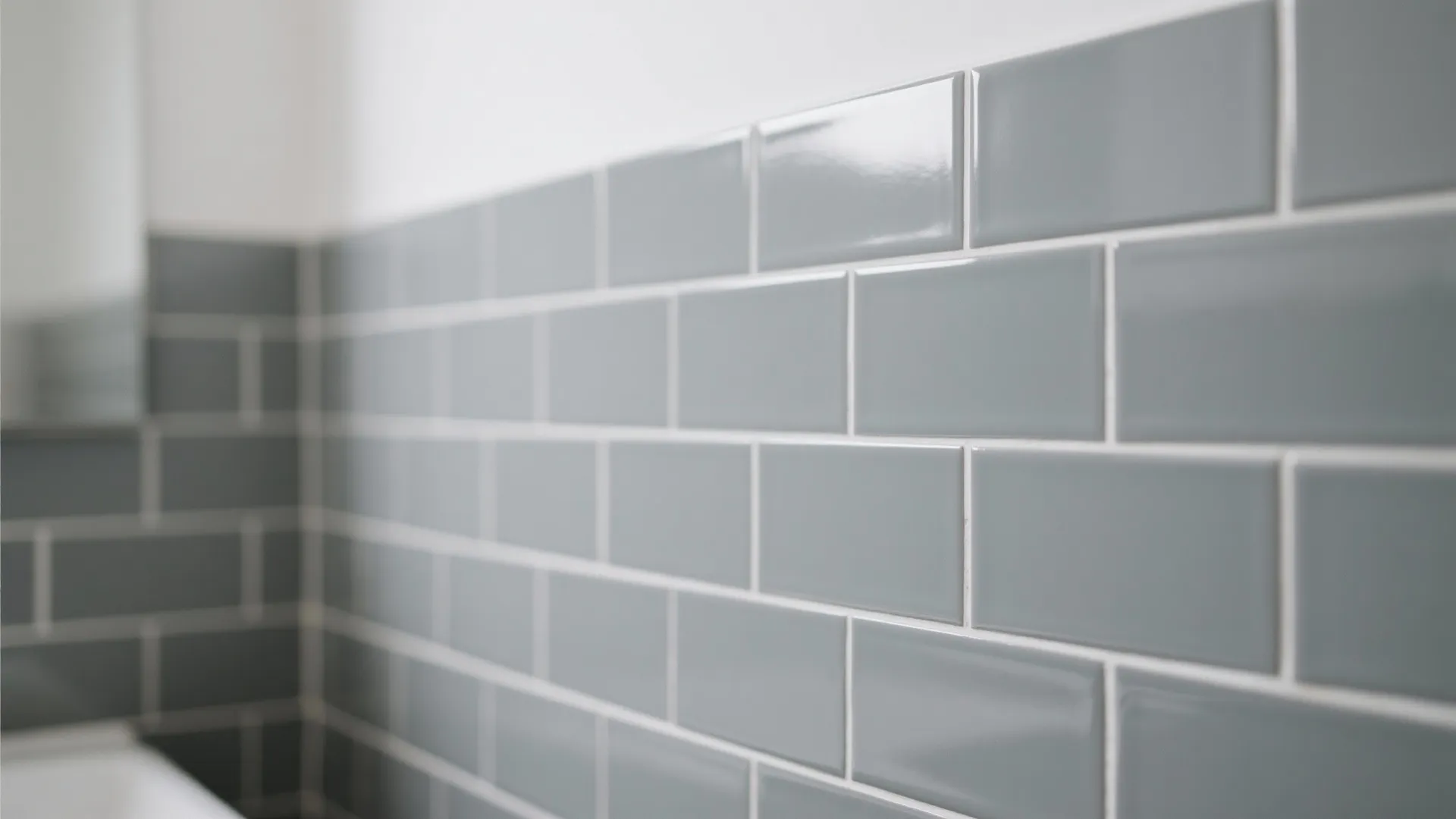 2. Grey Subway Tiles with White Grout