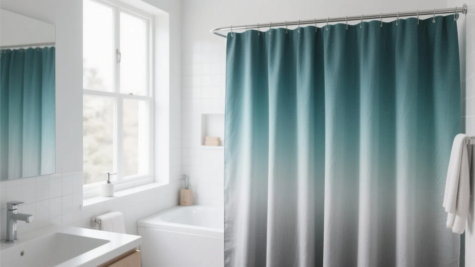 6. Grey & Teal Ombre Shower Curtain