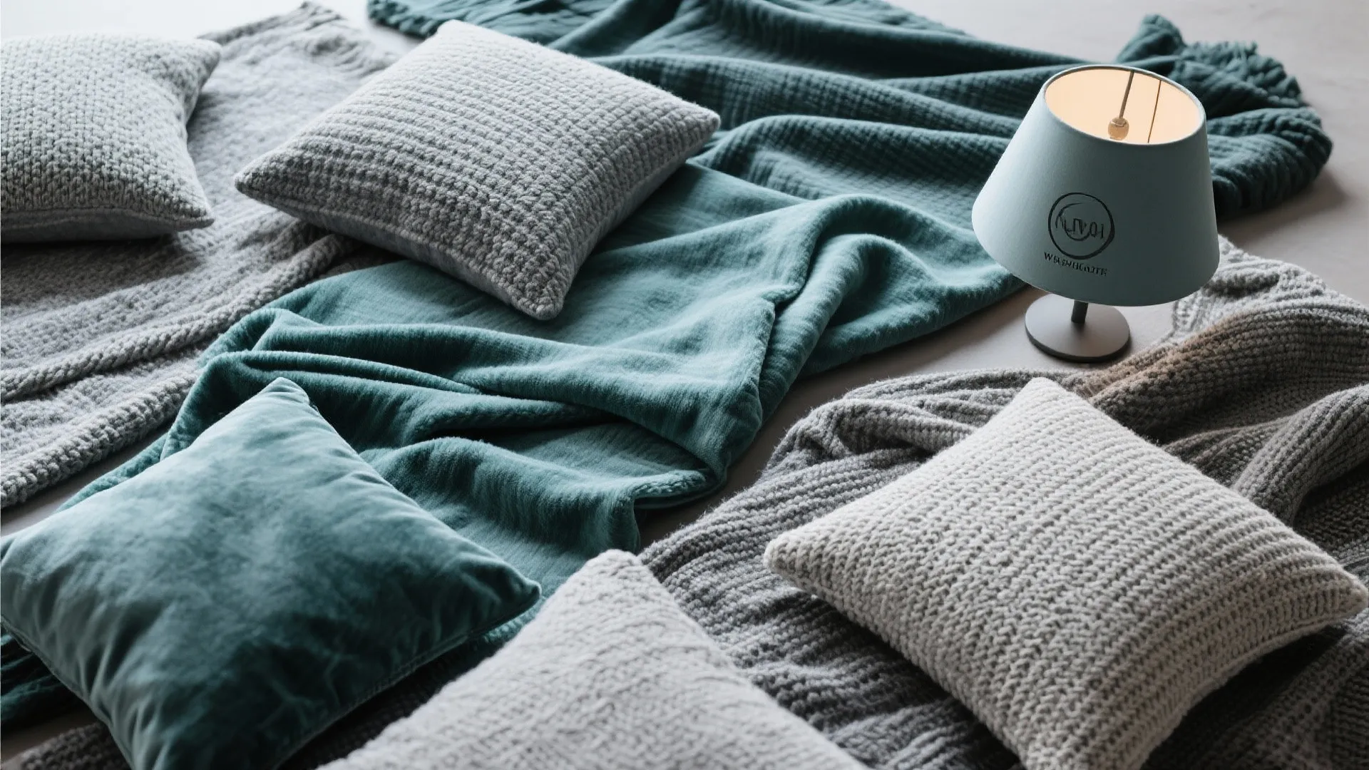 10. Layered Grey and Teal Textiles