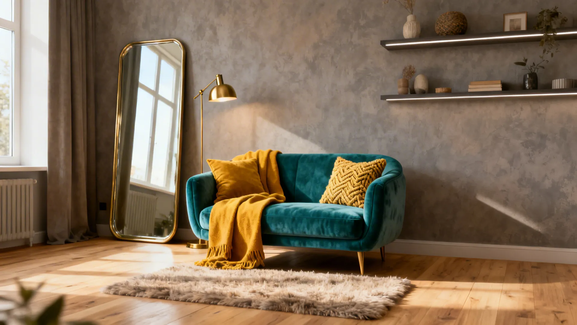Grey, Teal & Yellow Living Room Ideas
