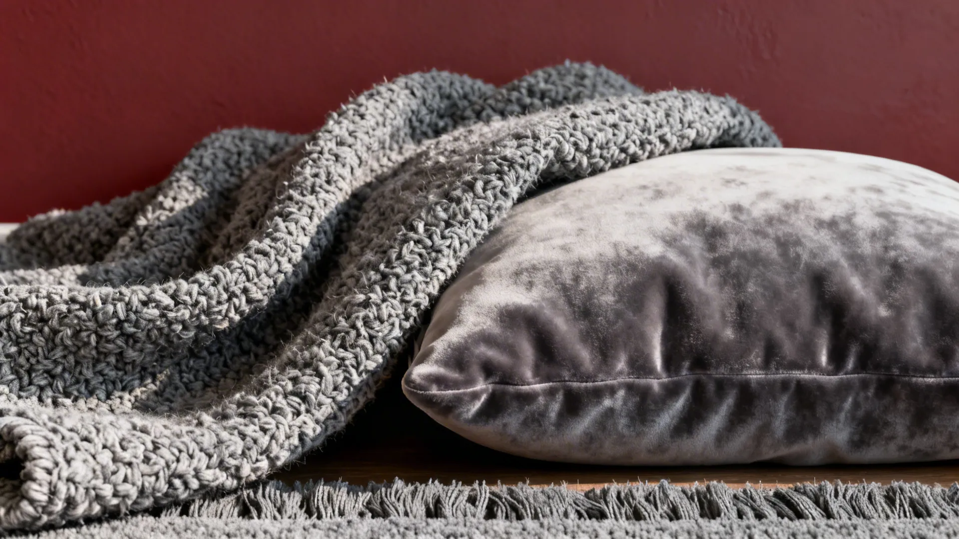 1. Statement Red Accent with Grey Textures